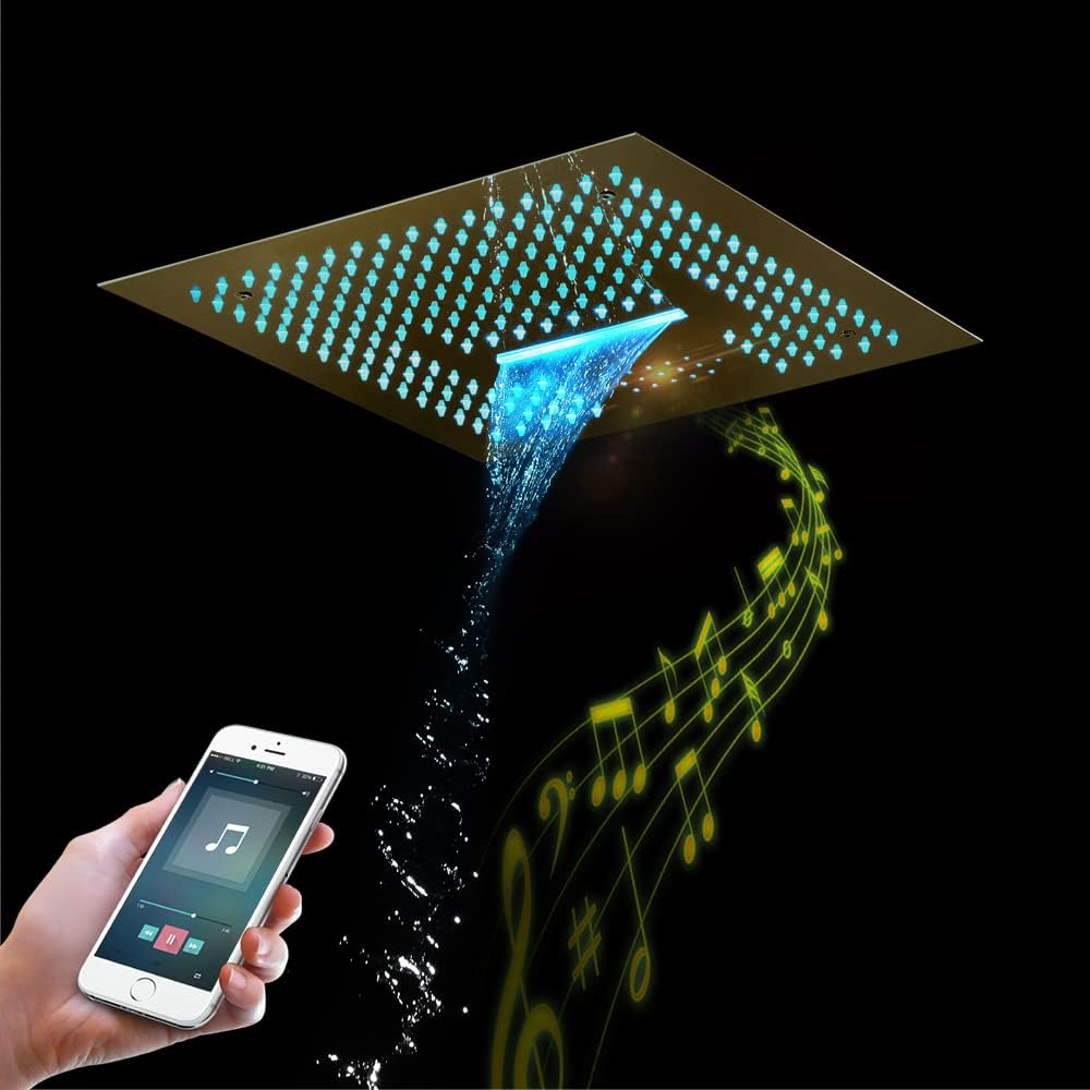 Bluetooth Music Shower Faucet Set with LED Light and 40 Thermostatic Control