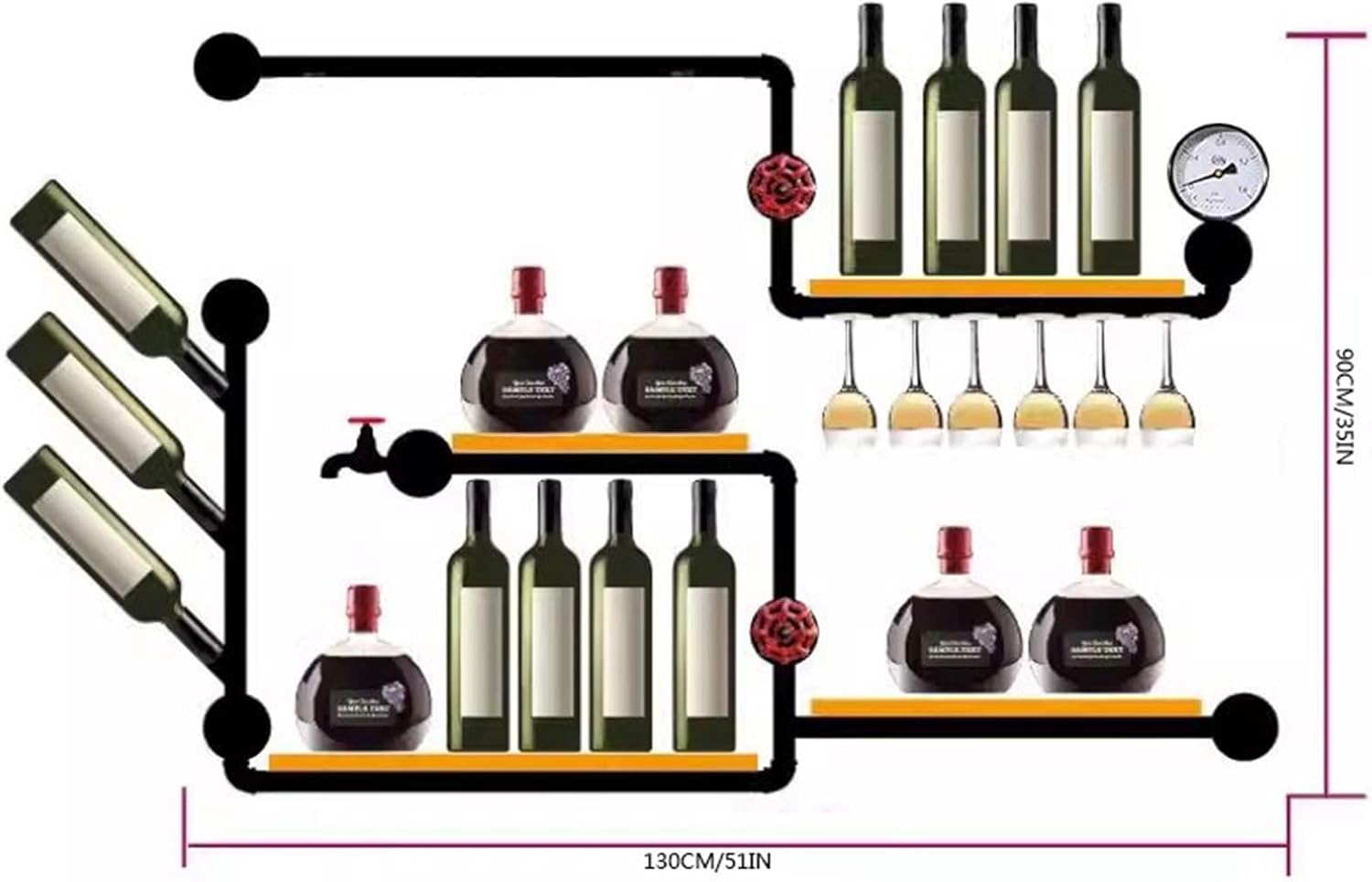 GRFIT Wall-Mounted Wine Rack Industrial Style