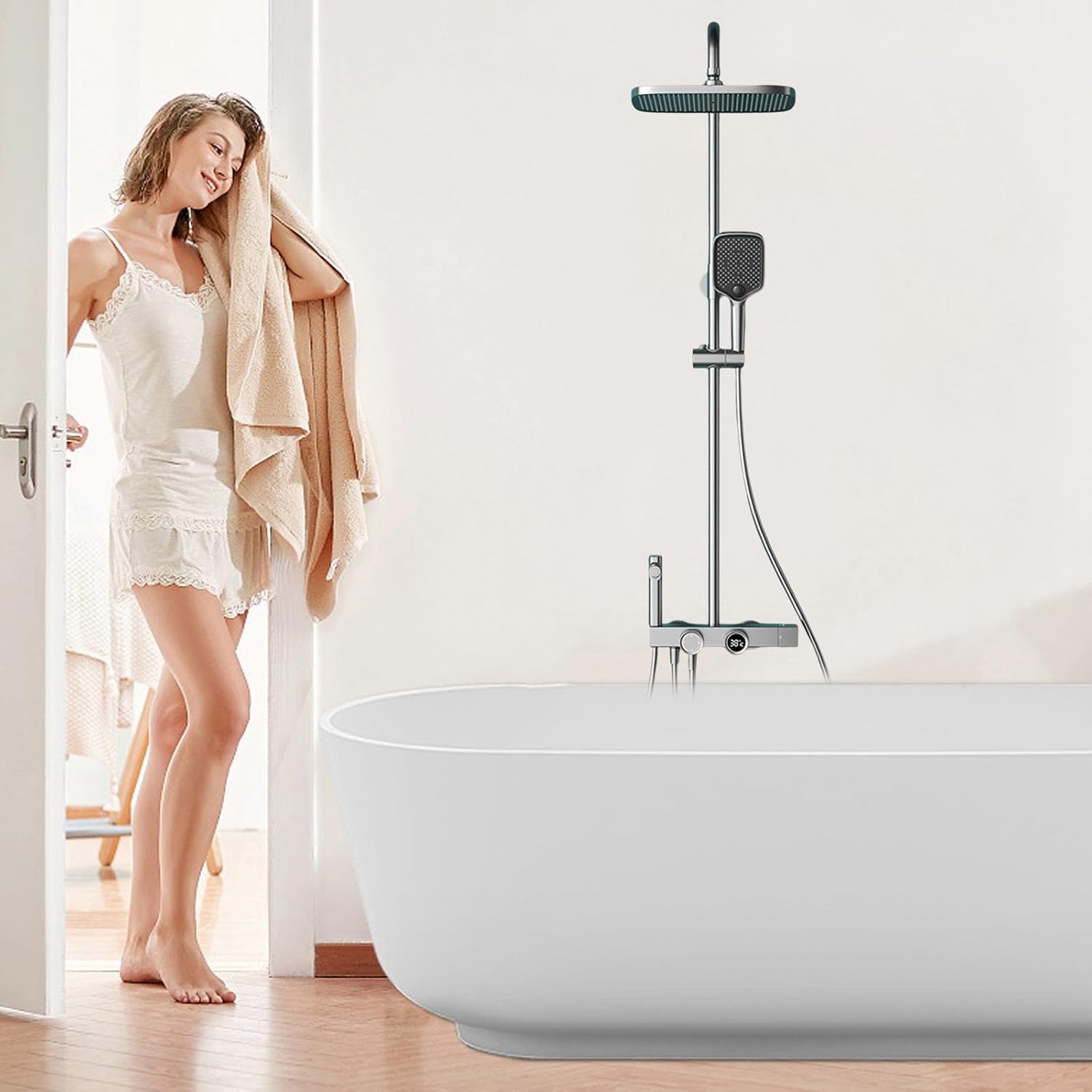 Digital Display Shower Faucet Set with 4 Functions