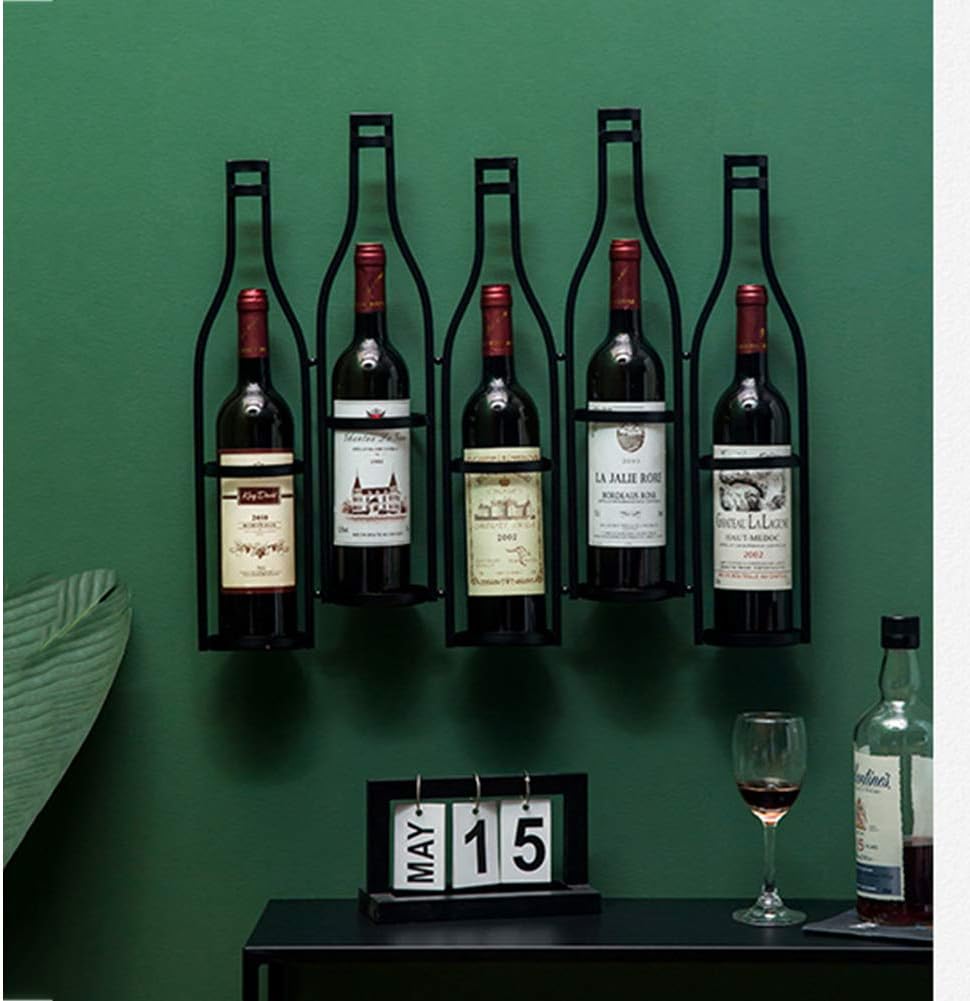 Wrought Iron Gold Wine Rack for Wall Mount
