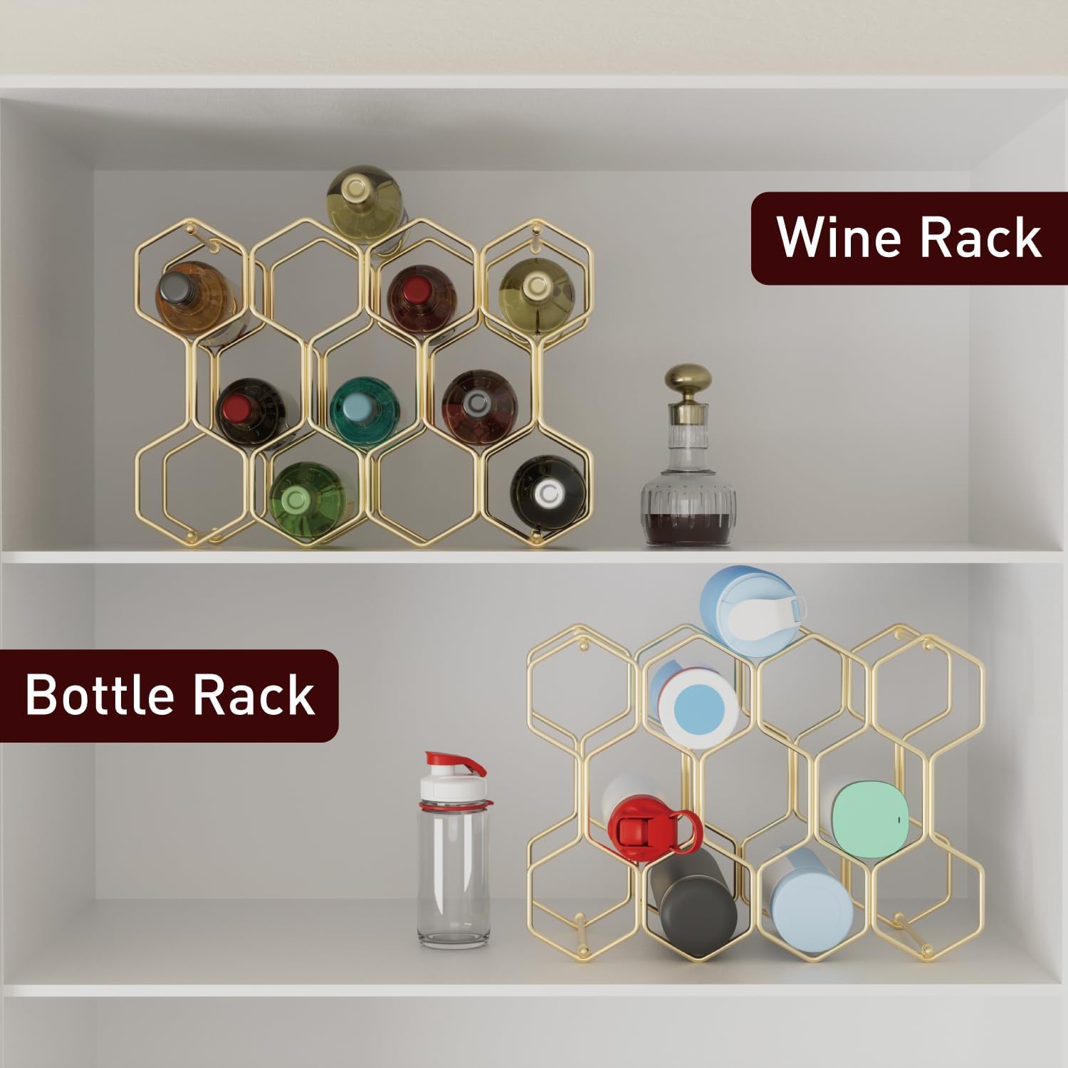 Buruis 14-Bottle Tabletop Wine Rack Gold 1