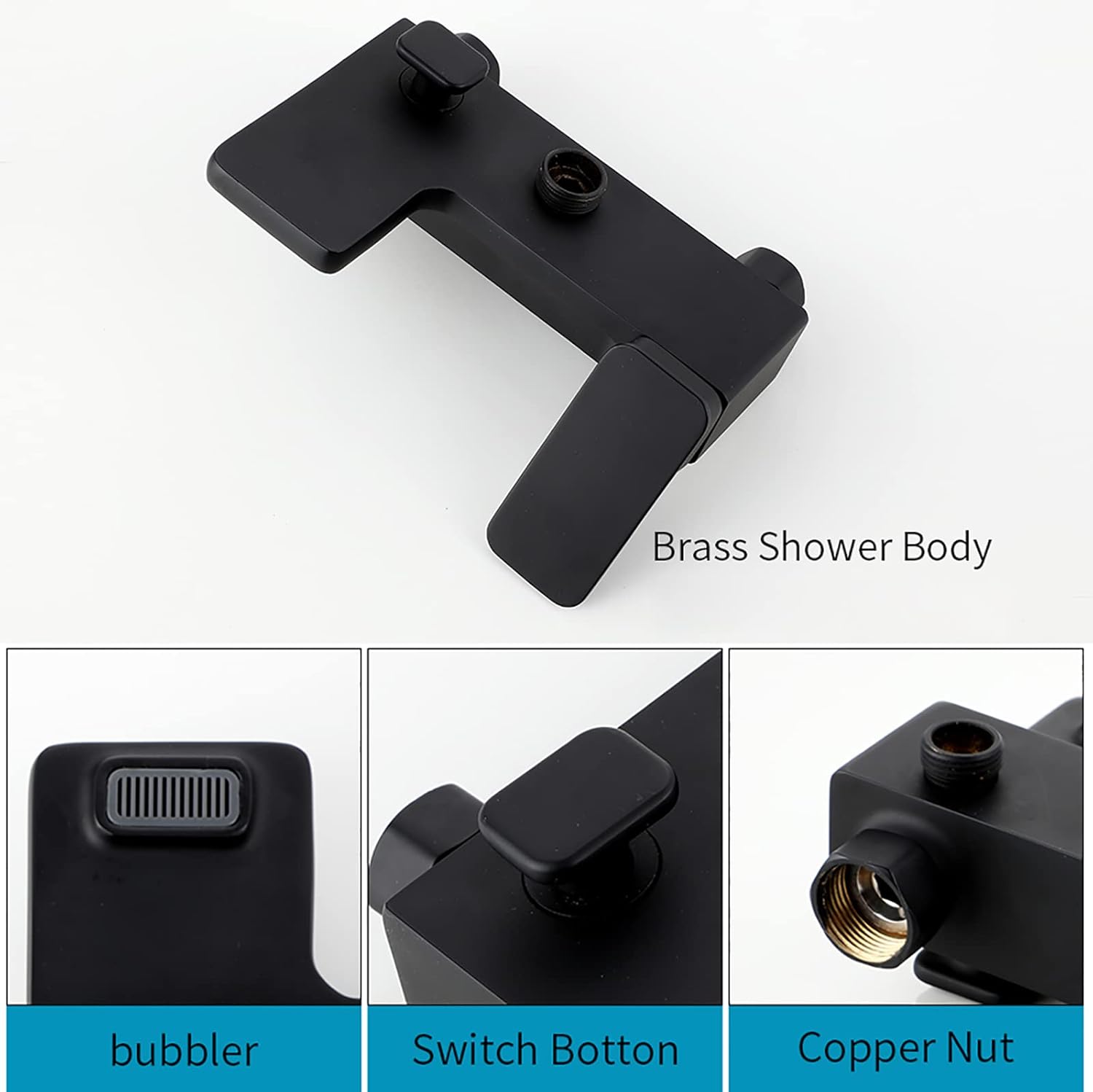 Black Rainfall Shower System Set with Adjustable Handheld and Wall Mounted Faucet
