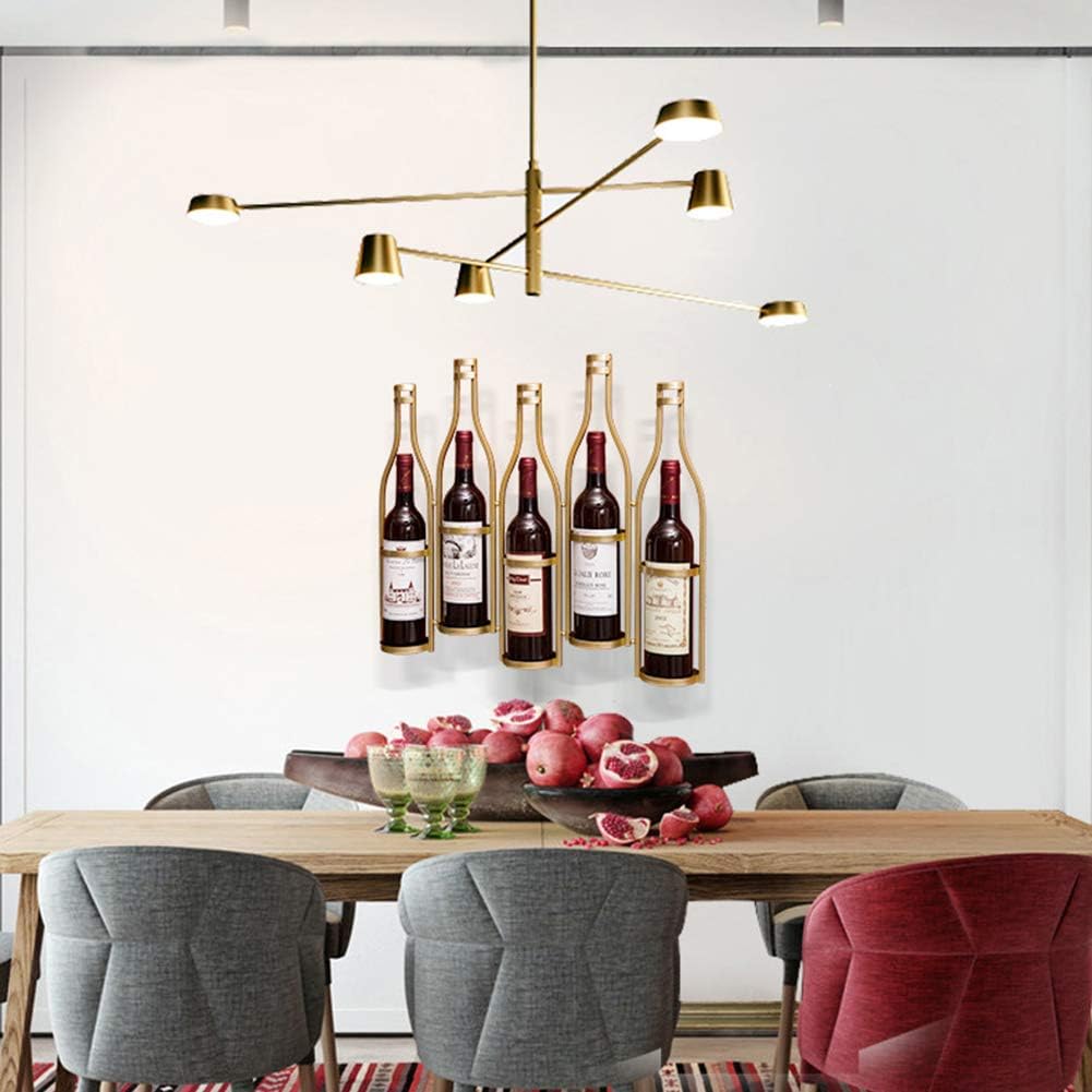 Wrought Iron Gold Wine Rack for Wall Mount