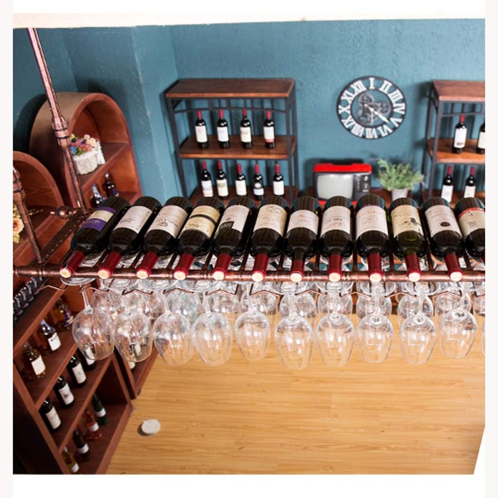 ZJDYDY Hanging Wine Rack - Black 120x30cm