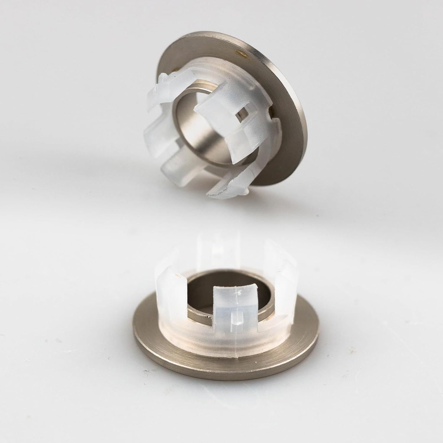 4 PCS Sink Basin Overflow Covers - Brushed Nickel Brass Insert Trim Caps