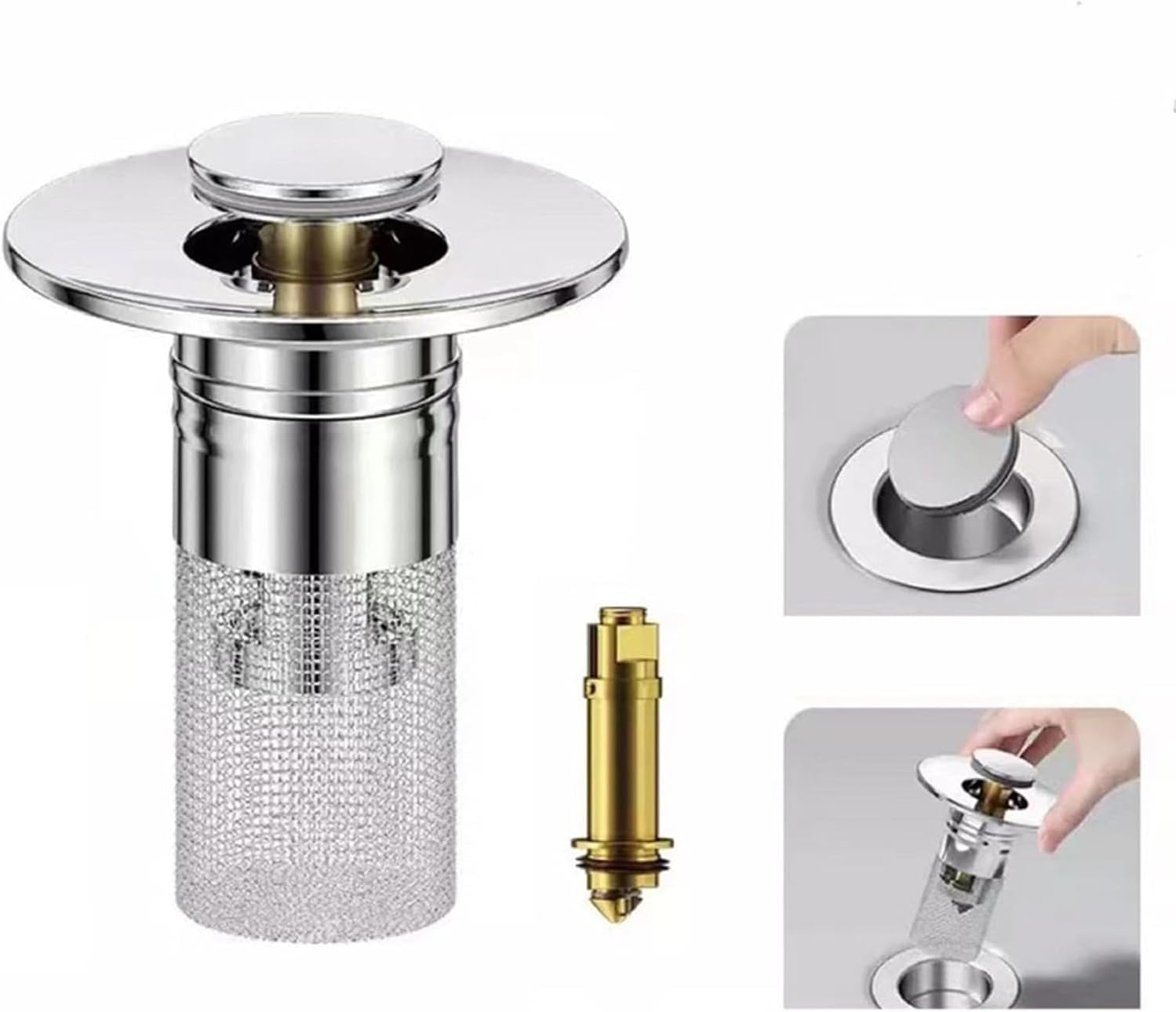 Stainless Steel Pop-Up Drain Strainer for Bathroom Sink