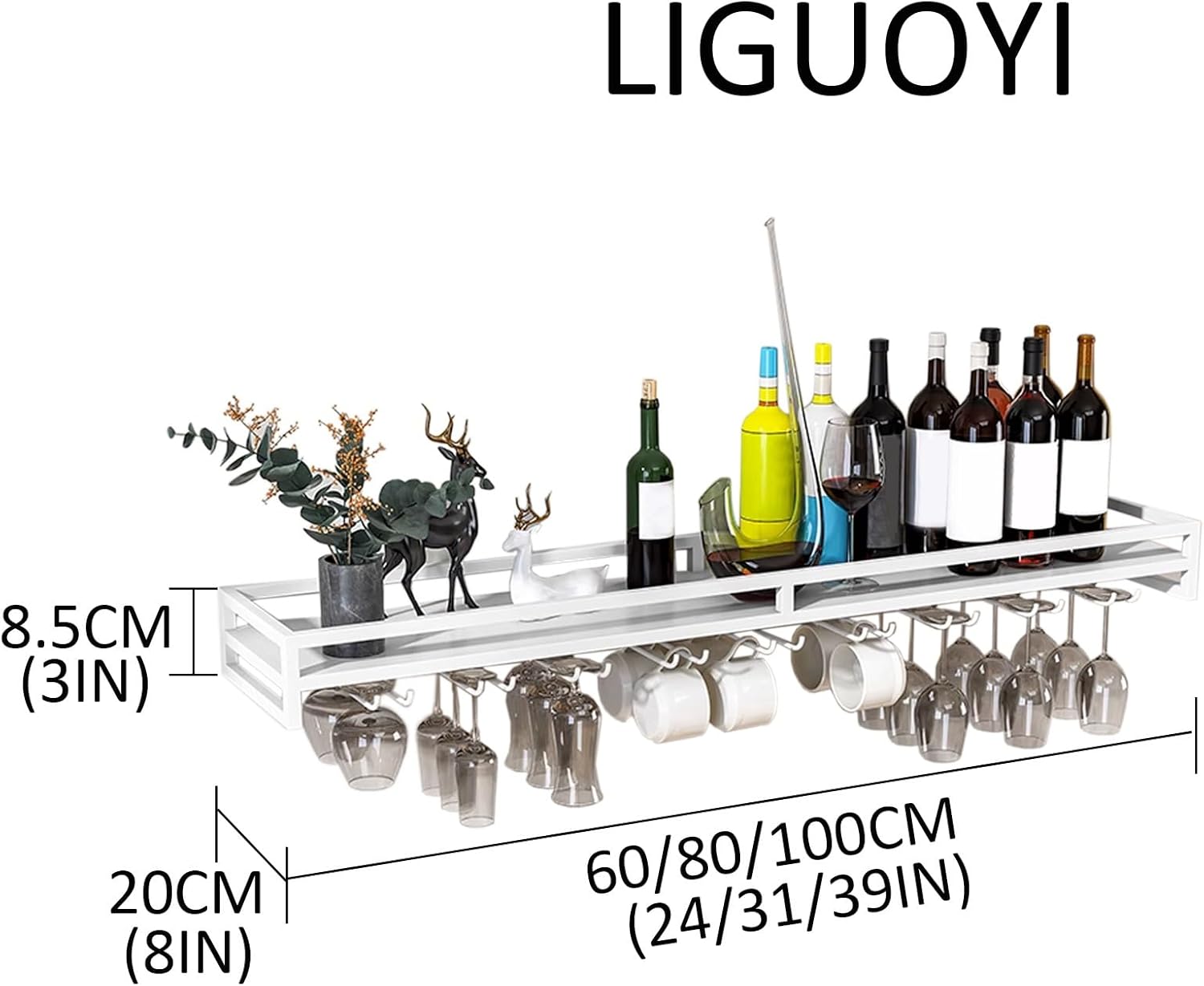 LIGUOYI Wall-Mounted Wine Rack 6080100CM Black Gold White