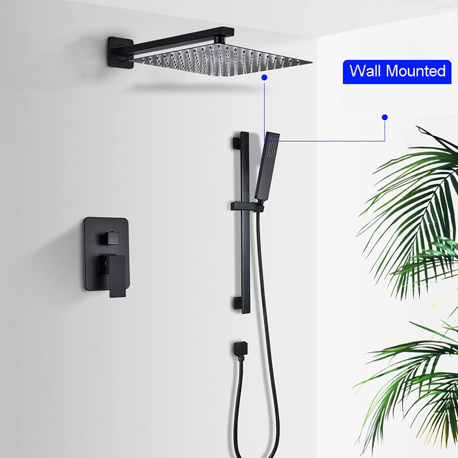 Brass Rain Shower Faucet Set with Adjustable Rod and Handheld Shower