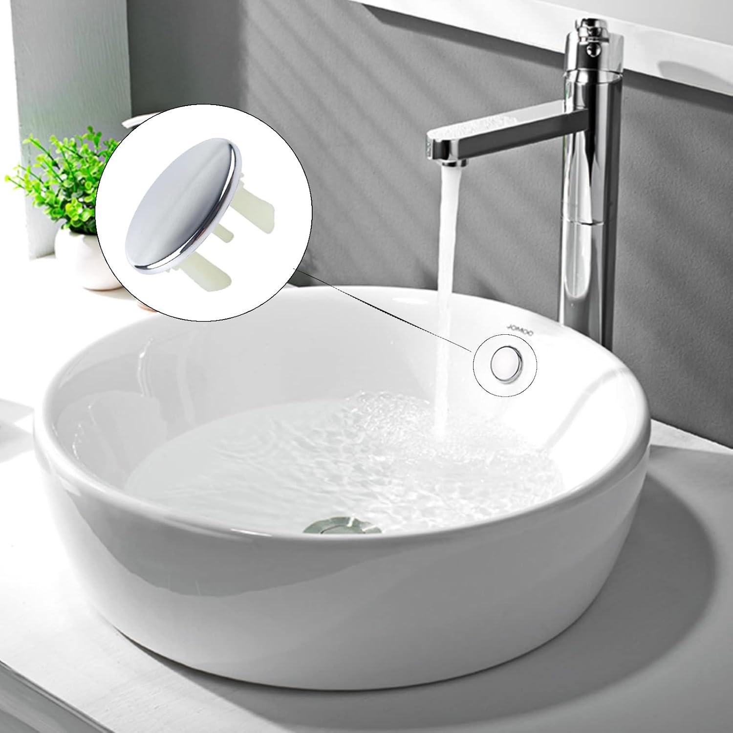 4 Pack Sink Overflow Covers Silver Tone 22-24mm ABS Plastic