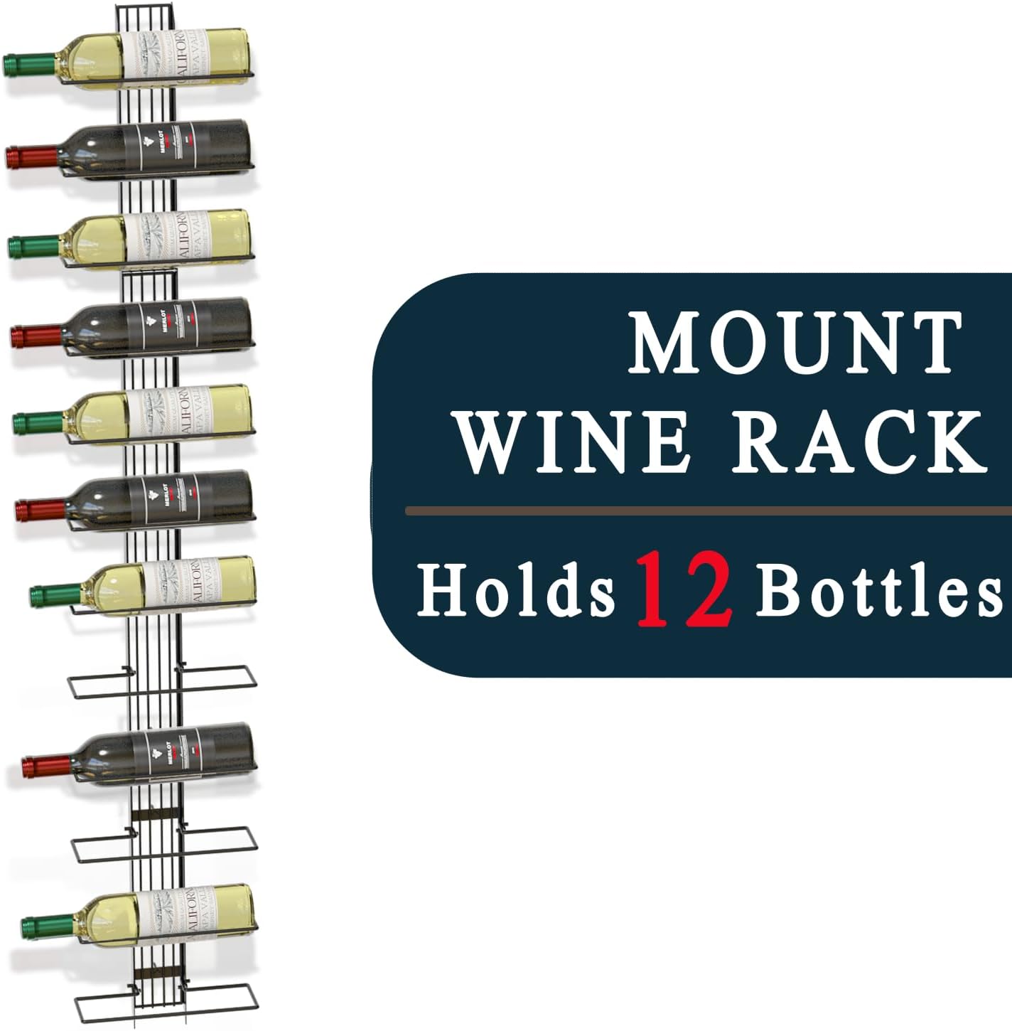 J JACKCUBE DESIGN Wall-Mounted Wine Rack for 12 Bottles 1