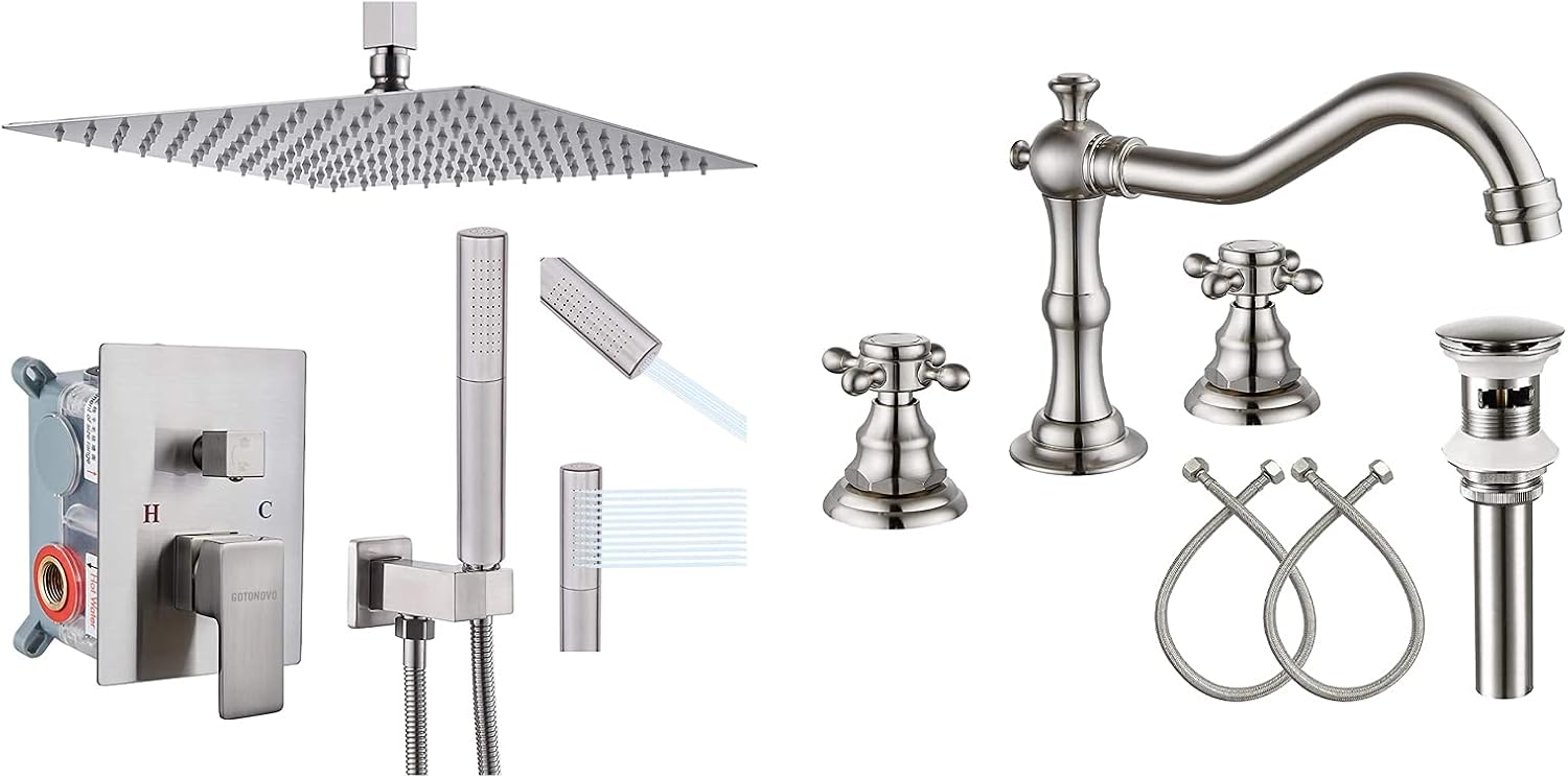 Gotonovo 12 Ceiling Mount Shower Faucet Brushed Nickel