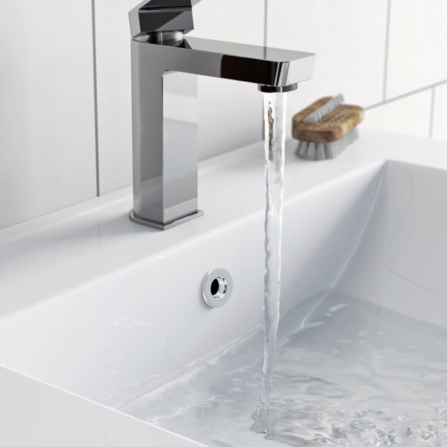 Wealrit 6 Pcs Chrome Bathroom Sink Overflow Caps