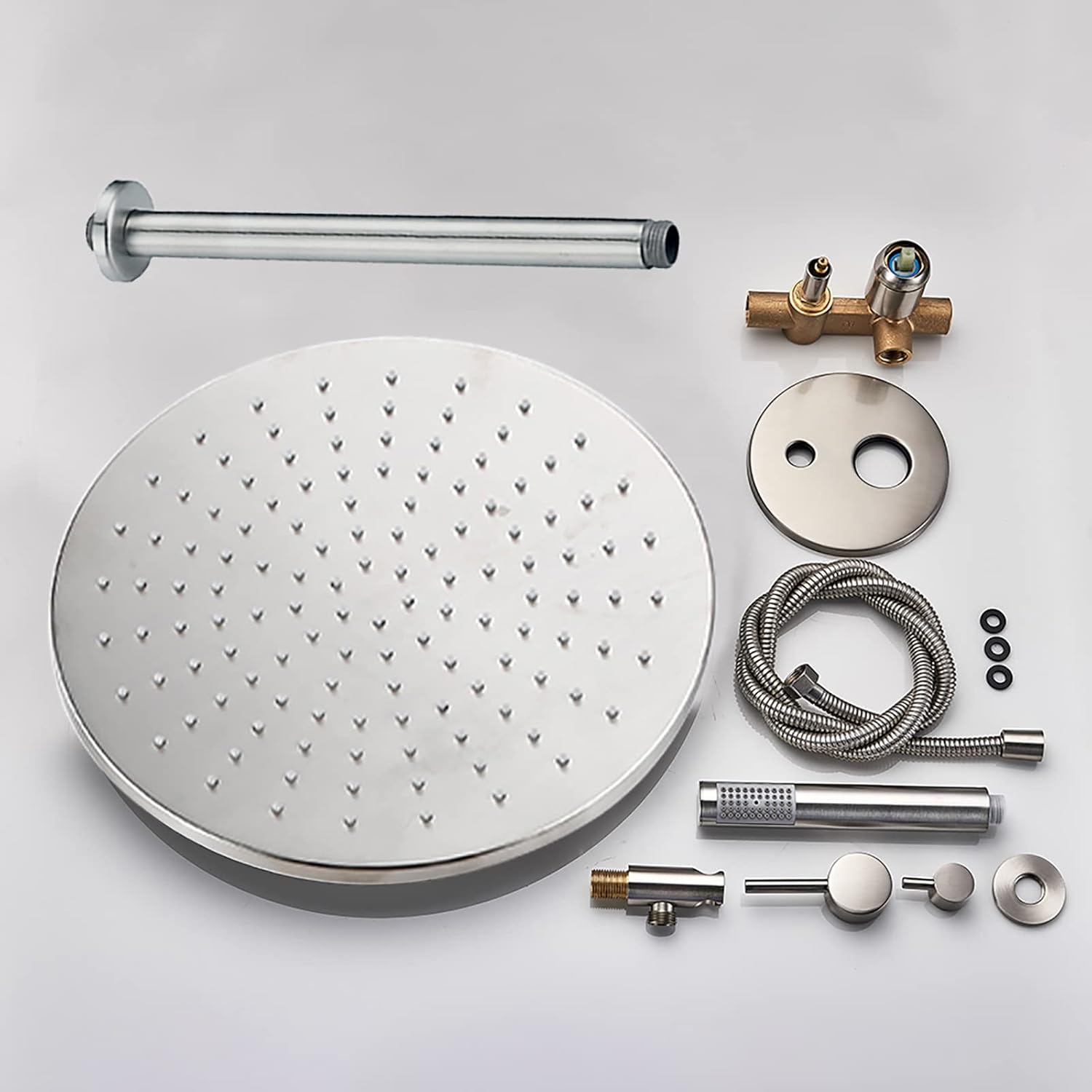 Shower Fixtures System with Rain Shower Head and 3-Setting Handheld