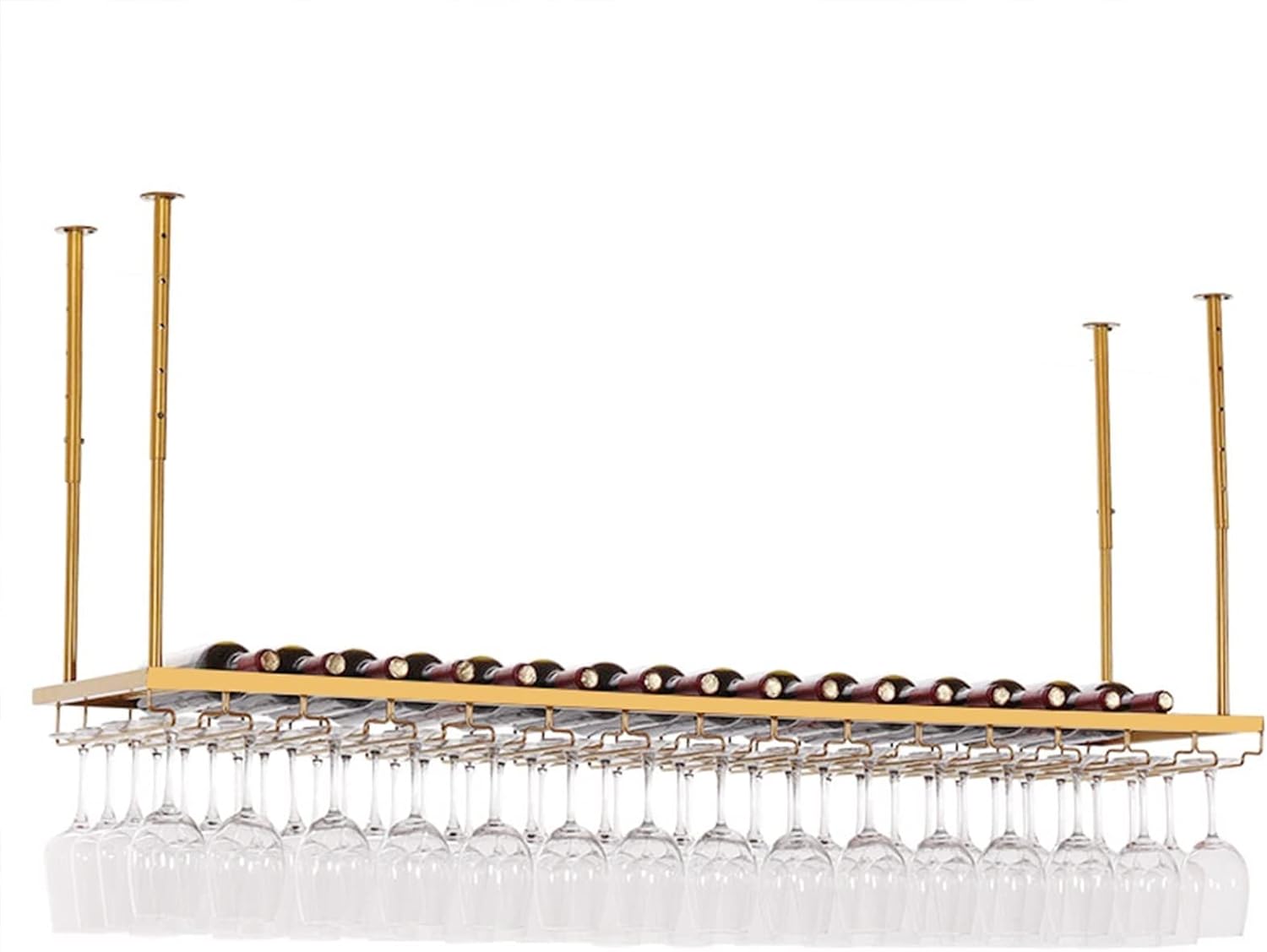 Pimex Gold Ceiling Wine Rack with Adjustable Height