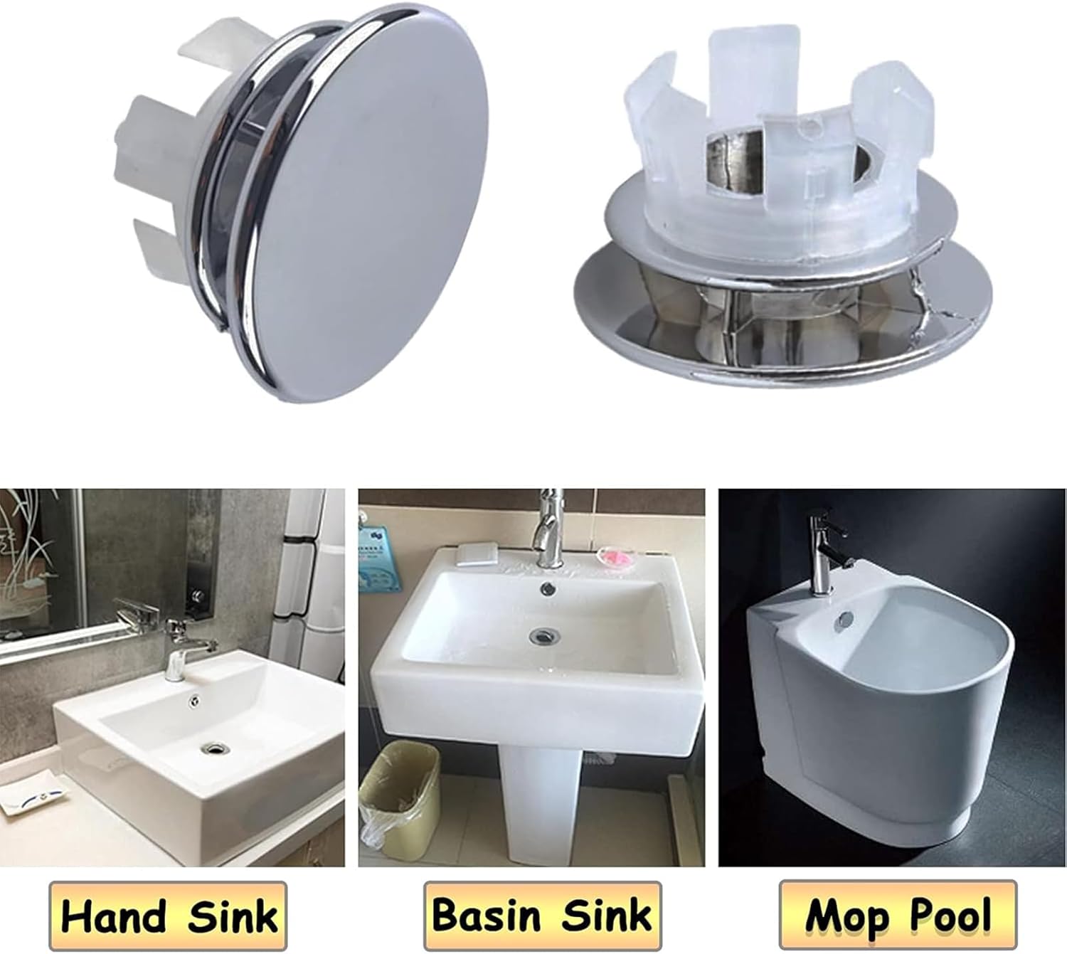 6 Pack Solid Brass Sink Overflow Trim Ring with Chrome Plating