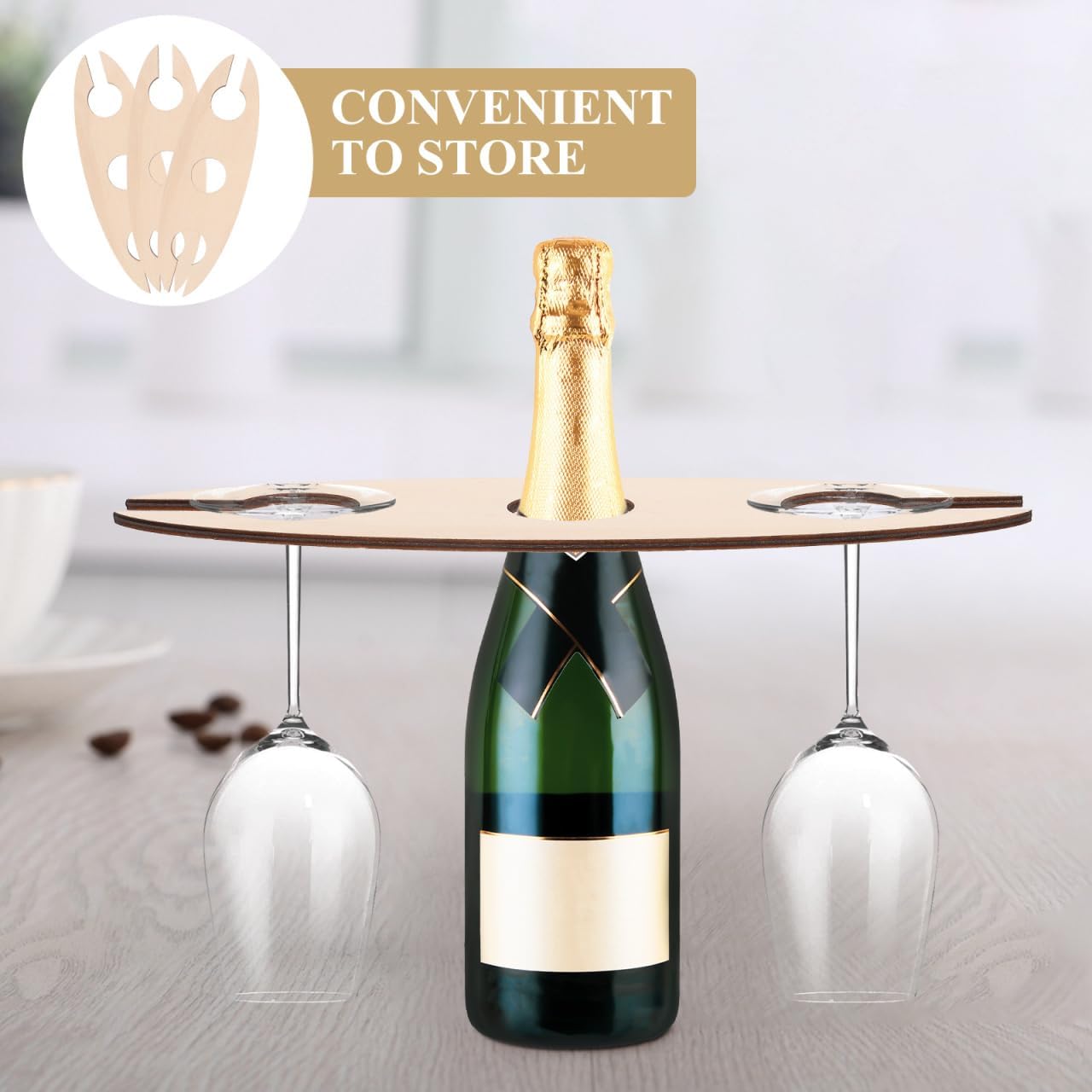 BESTOYARD Wooden Wine Rack - 3 Pack Khaki Freestanding Holder