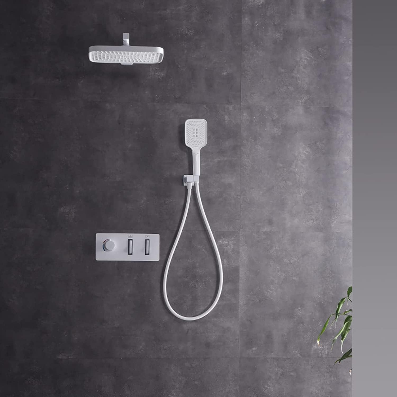 White Aesthetic Mixer Shower Set with Rainfall and Handheld