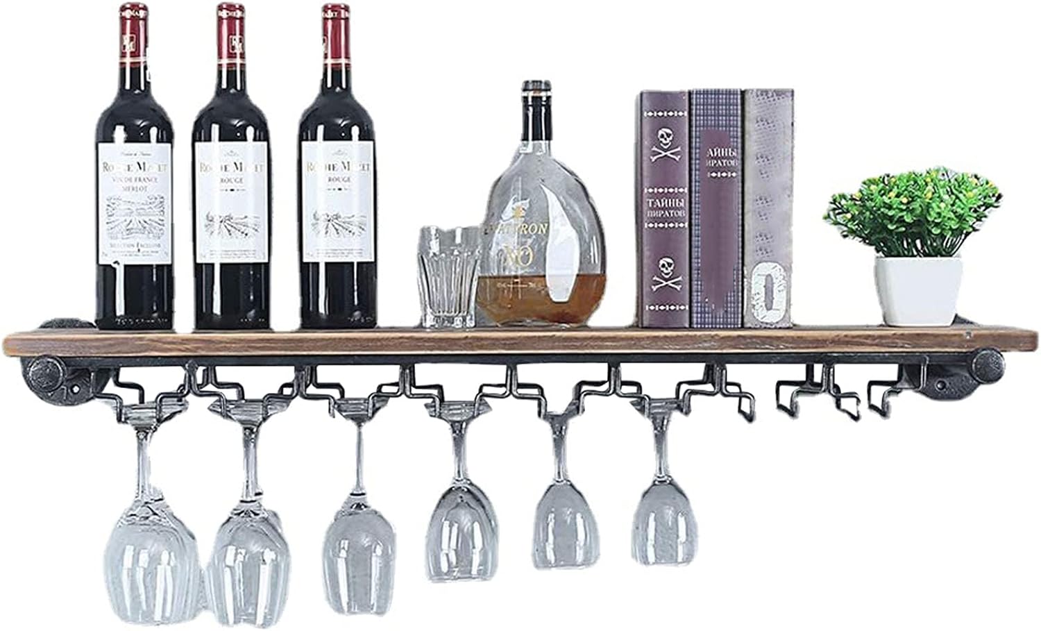 CGF- Wall Mounted Wine Rack with 8 Glass Holders 1