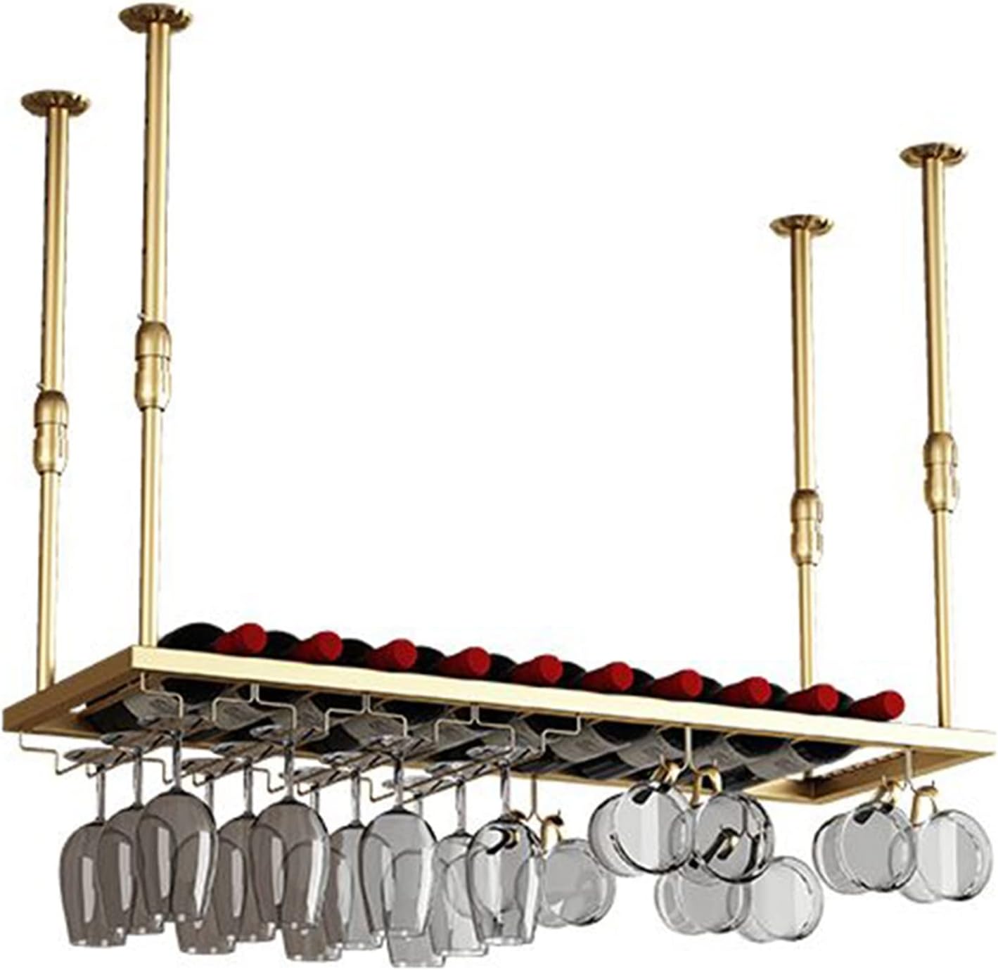Ceiling Hanging Wine Rack with Glass Holder