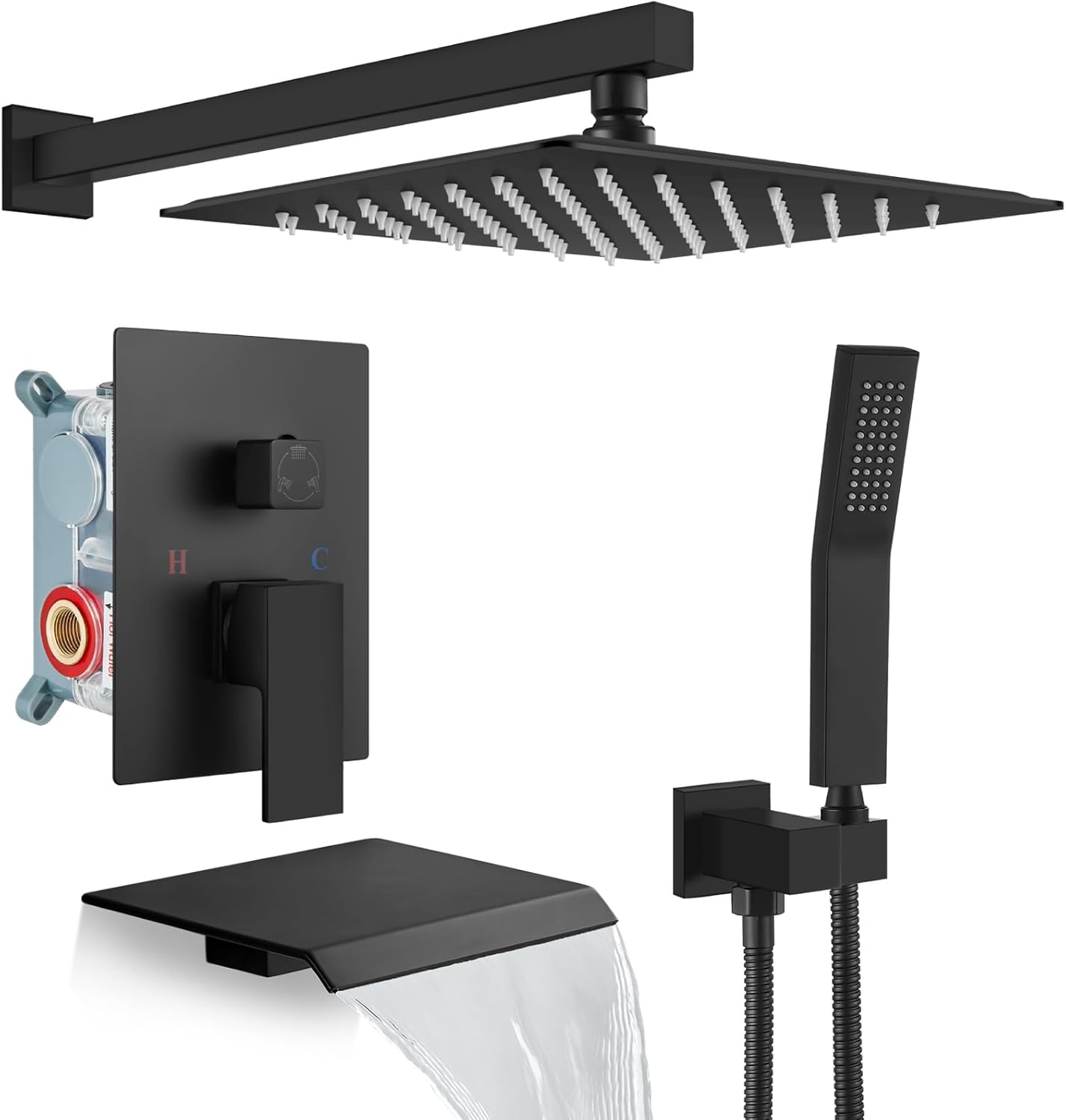 gotonovo 10 Inch Rain Shower Head System with Handheld Sprayer and Tub Spout