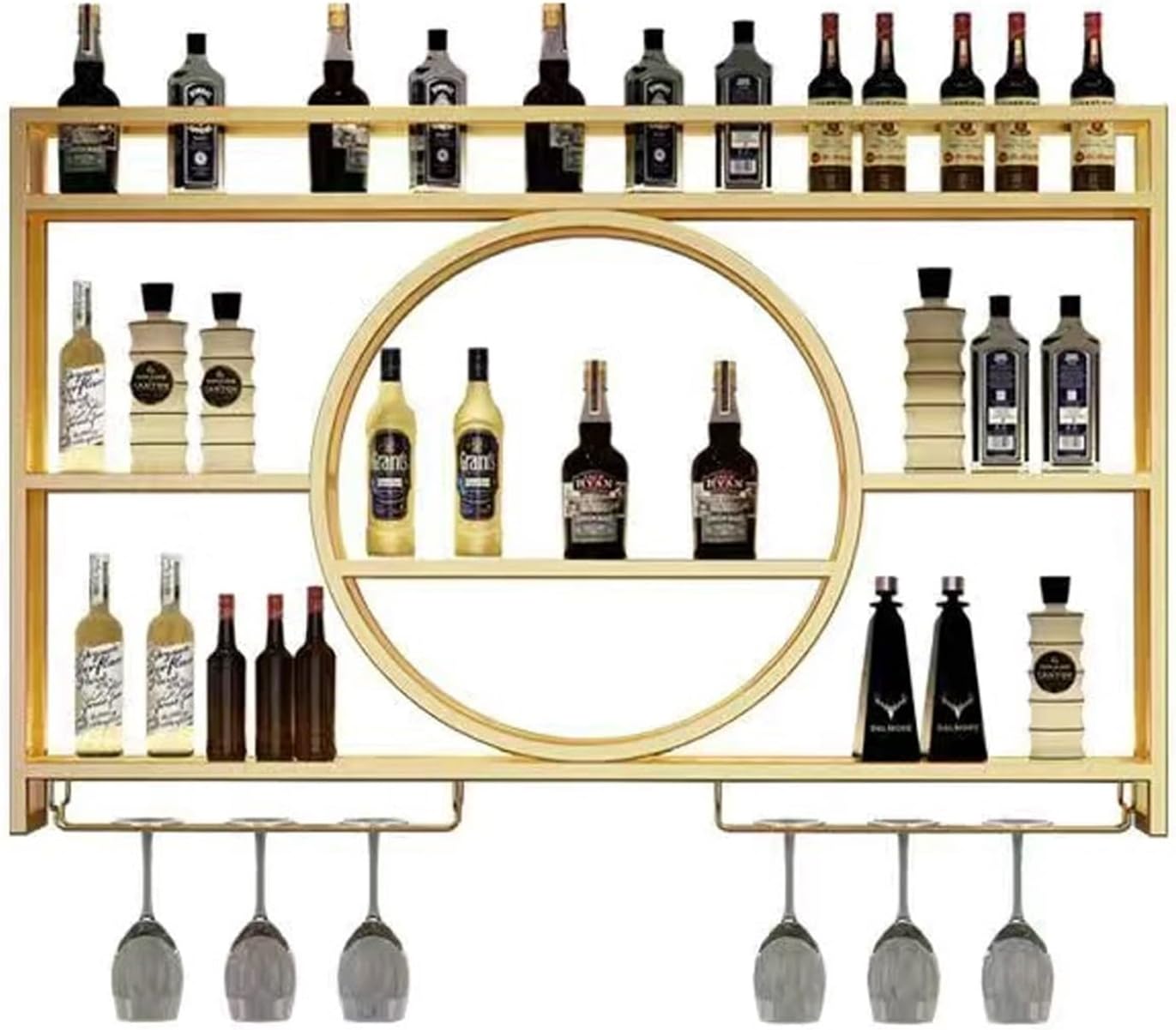 JKGHK Wall Mounted Glass Holder 3-Layer Wine Rack Gold 393in100cm
