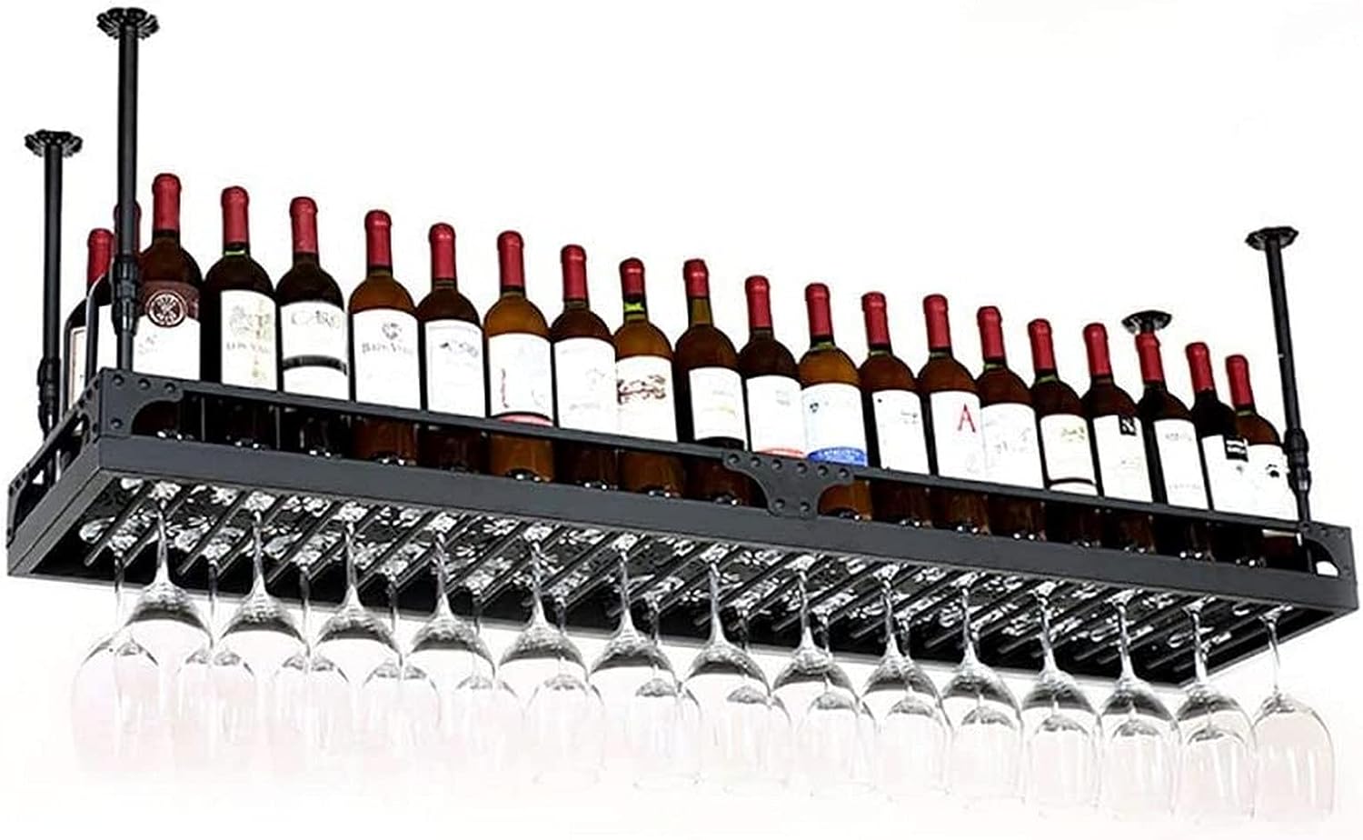 CGF- Wall-Mounted Wine Rack with Upside Down Design Black 60x35cm