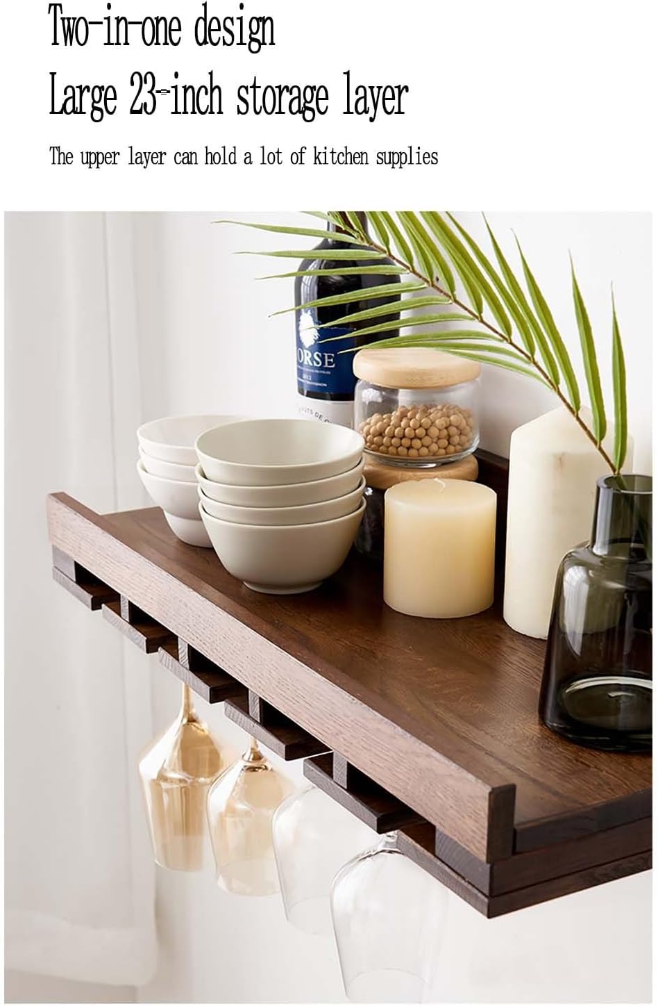 ZUGIATP Floating Wine Rack Wall Mounted Wood Storage Stand
