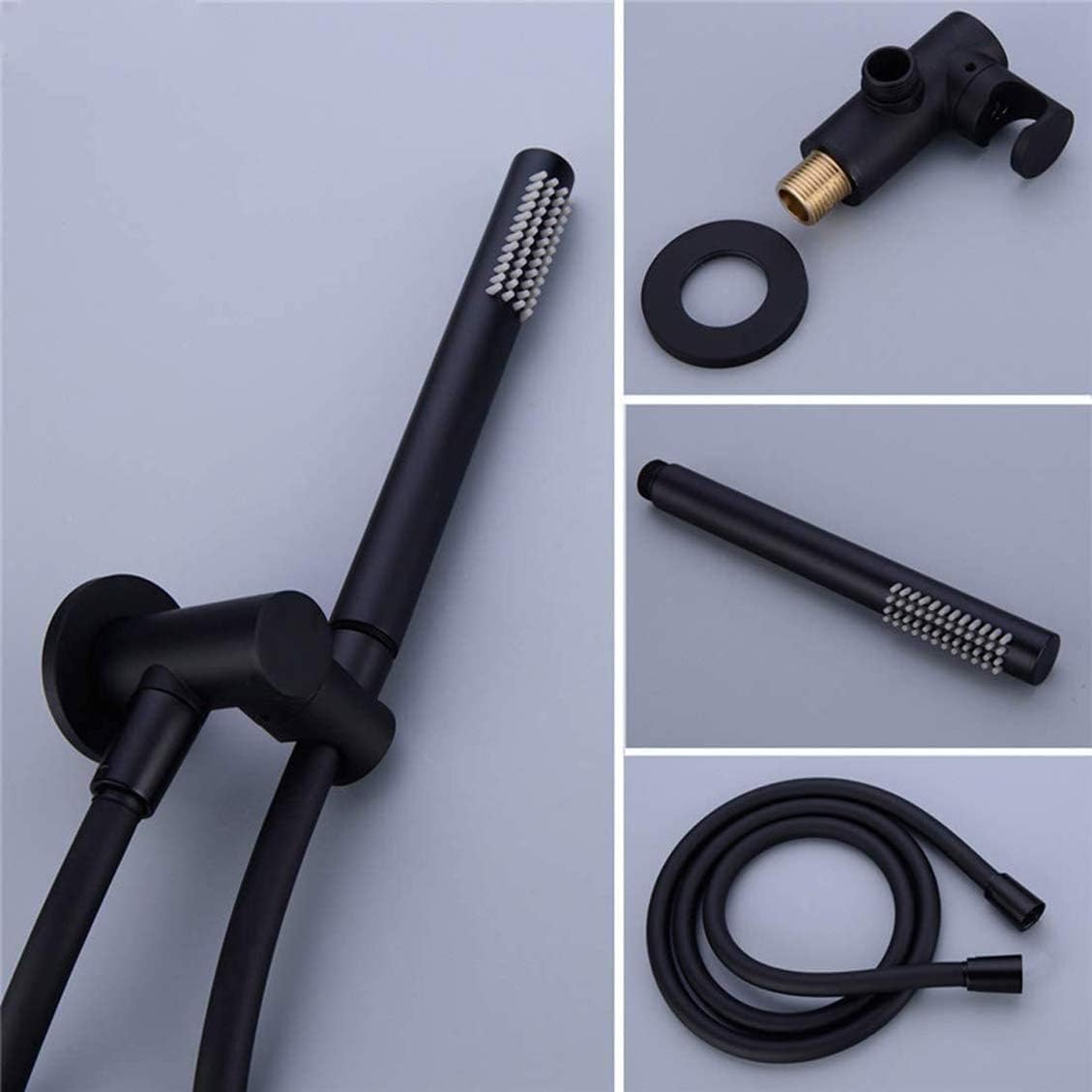 Luxury Brass Black Ceiling Mounted Shower System with Rainfall and Handheld Heads