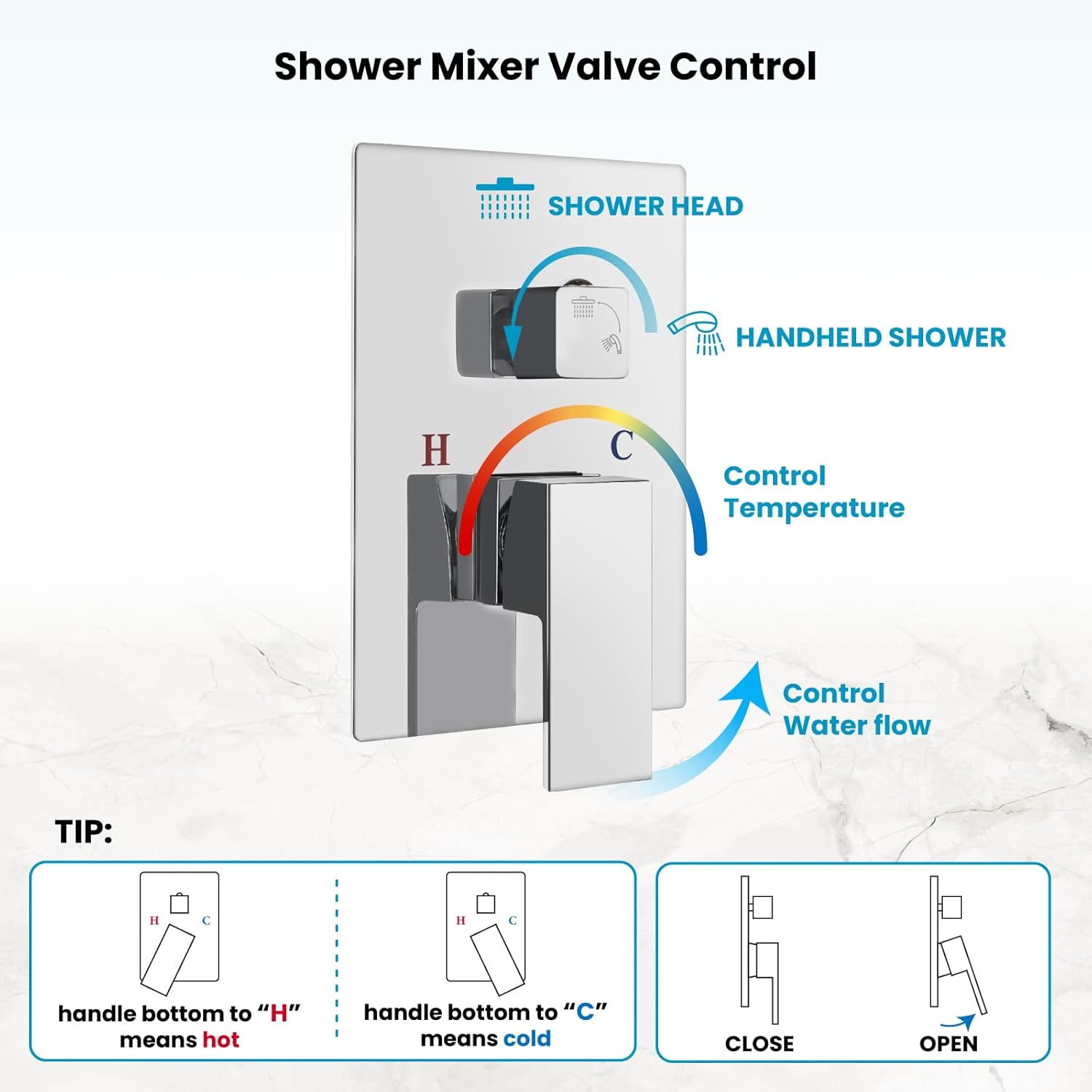 gotonovo Chrome Polished Ceiling Mount Shower Faucet Set