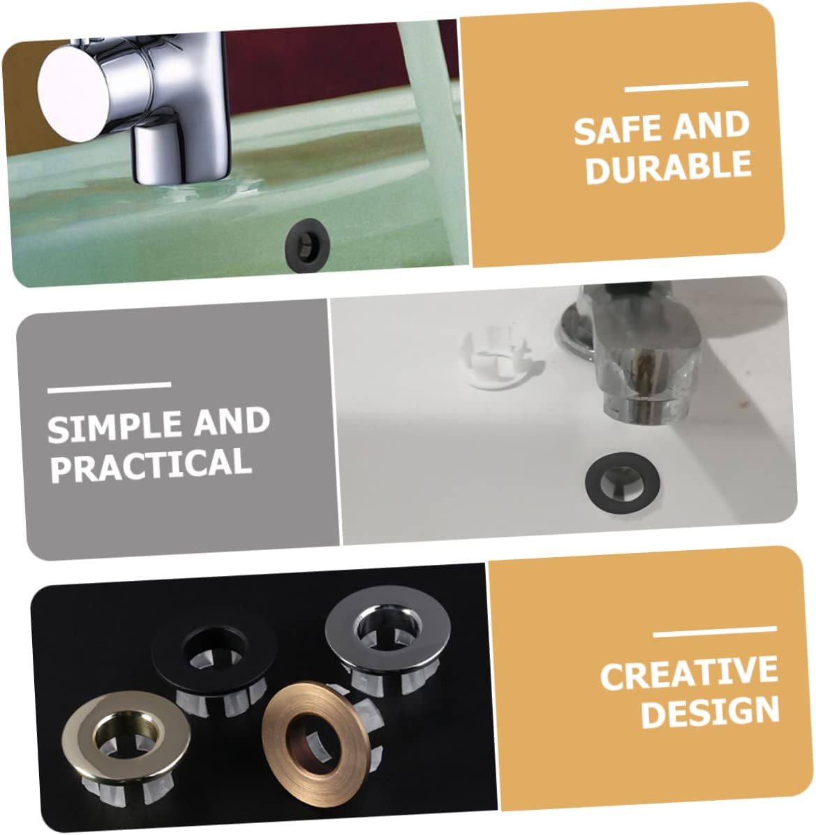 Gadpiparty 2Pcs Brass ABS Sink Overflow Cover