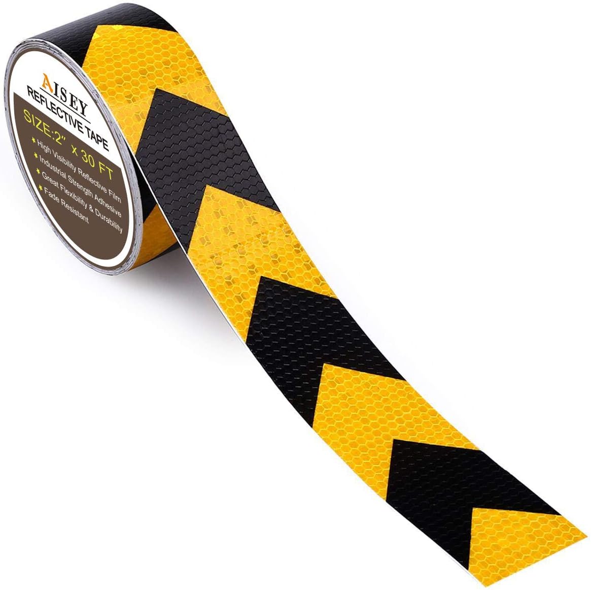 AISEY 2 x 30ft Reflective Safety Tape Yellow Black Waterproof 1