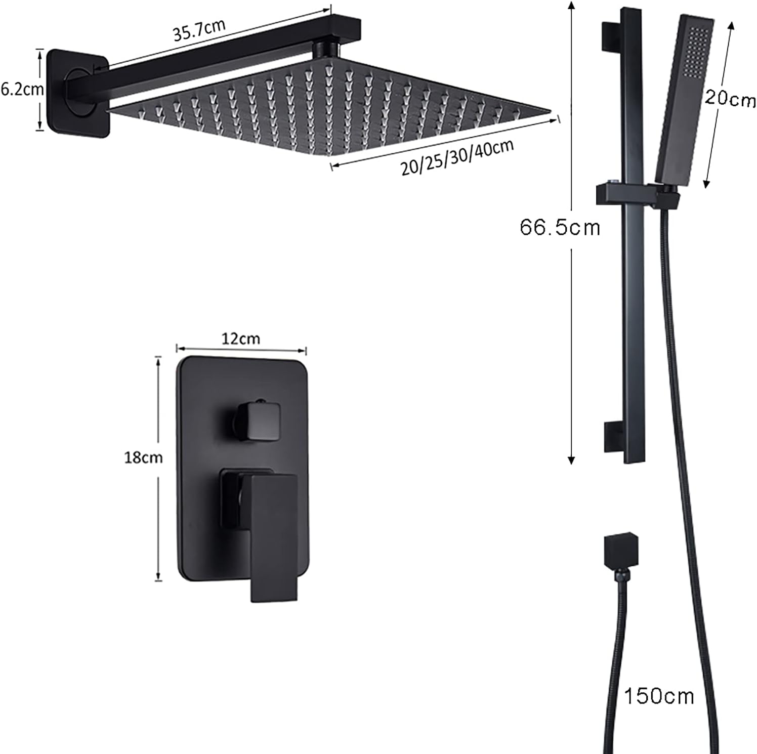 Brass Rain Shower Faucet Set with Adjustable Rod and Handheld Shower