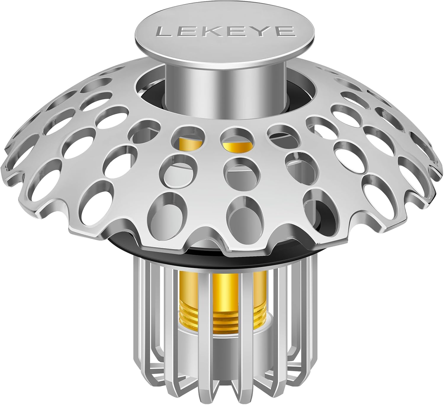LEKEYE Bathroom Sink Stopper with Hair Catcher - Pearl Chrome 1