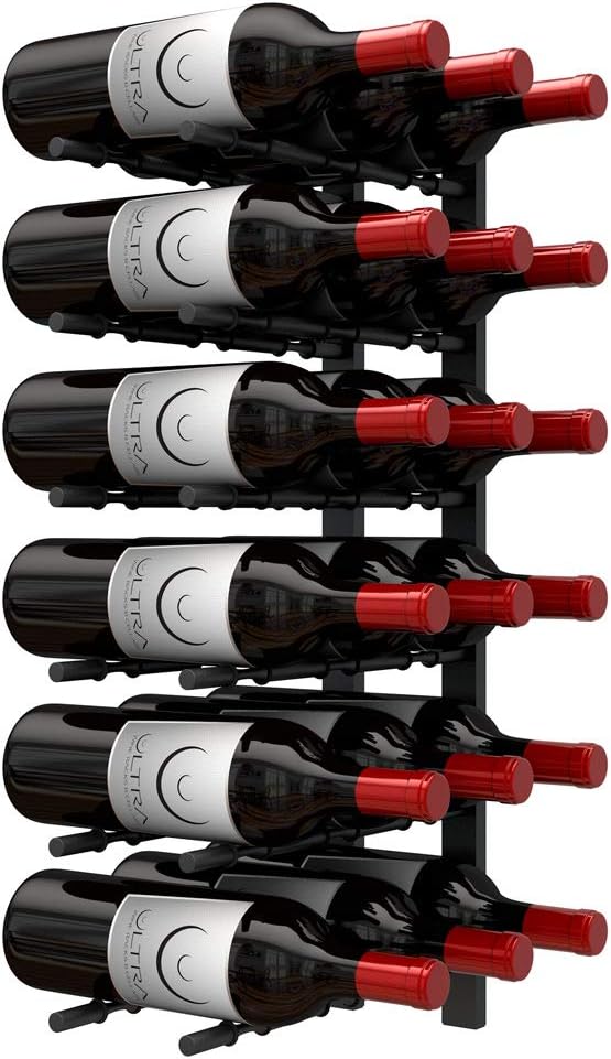 Ultra Wine Racks Wall-Mounted Label-Out Wine Racks 18 Bottles Matte Black