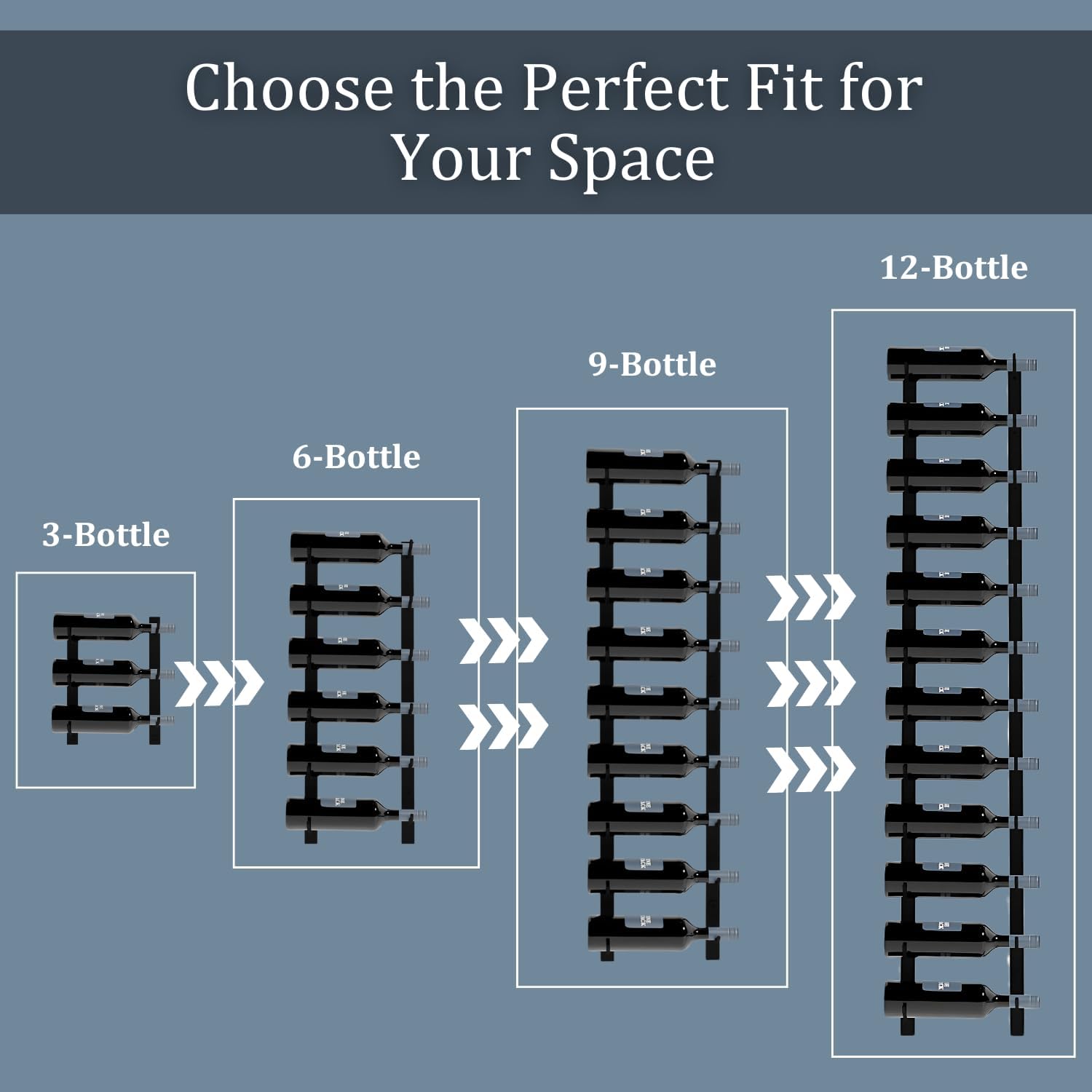 6-Bottle Black Metal Wall Mounted Wine Rack - Modern Industrial Style