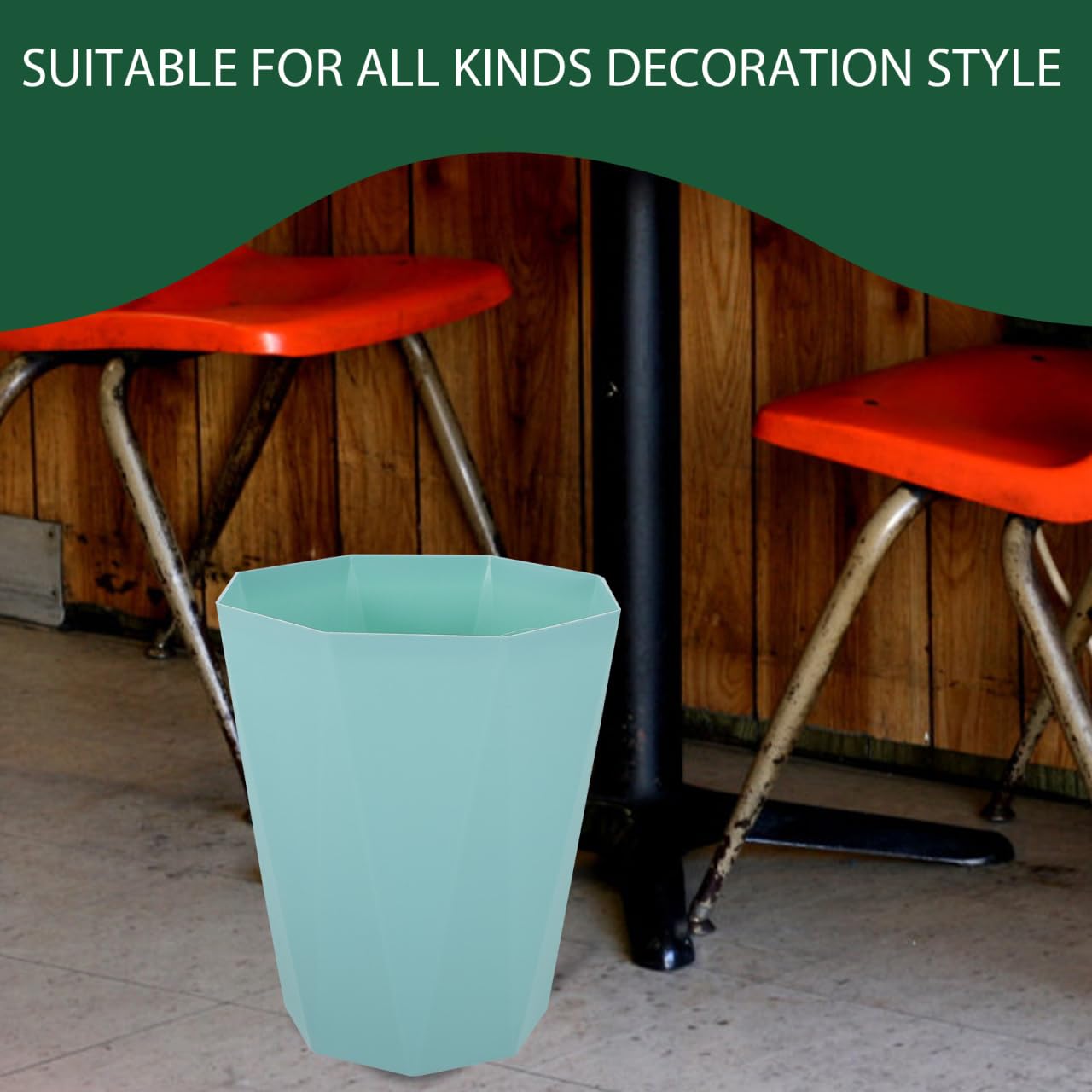 Emerald Green Diamond Pattern 5L Trash Can for Home