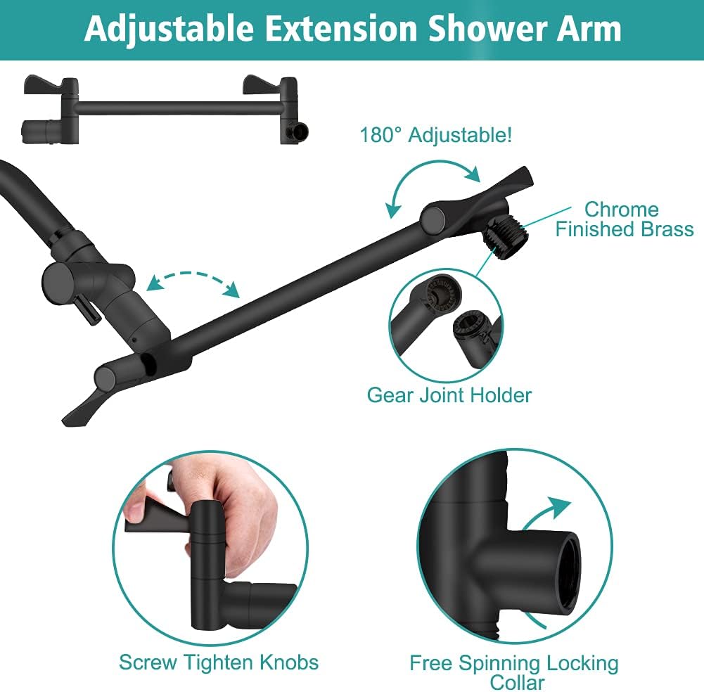 Tudoccy Handheld Shower Head Combo with 11 Arm and 9 Spray Settings