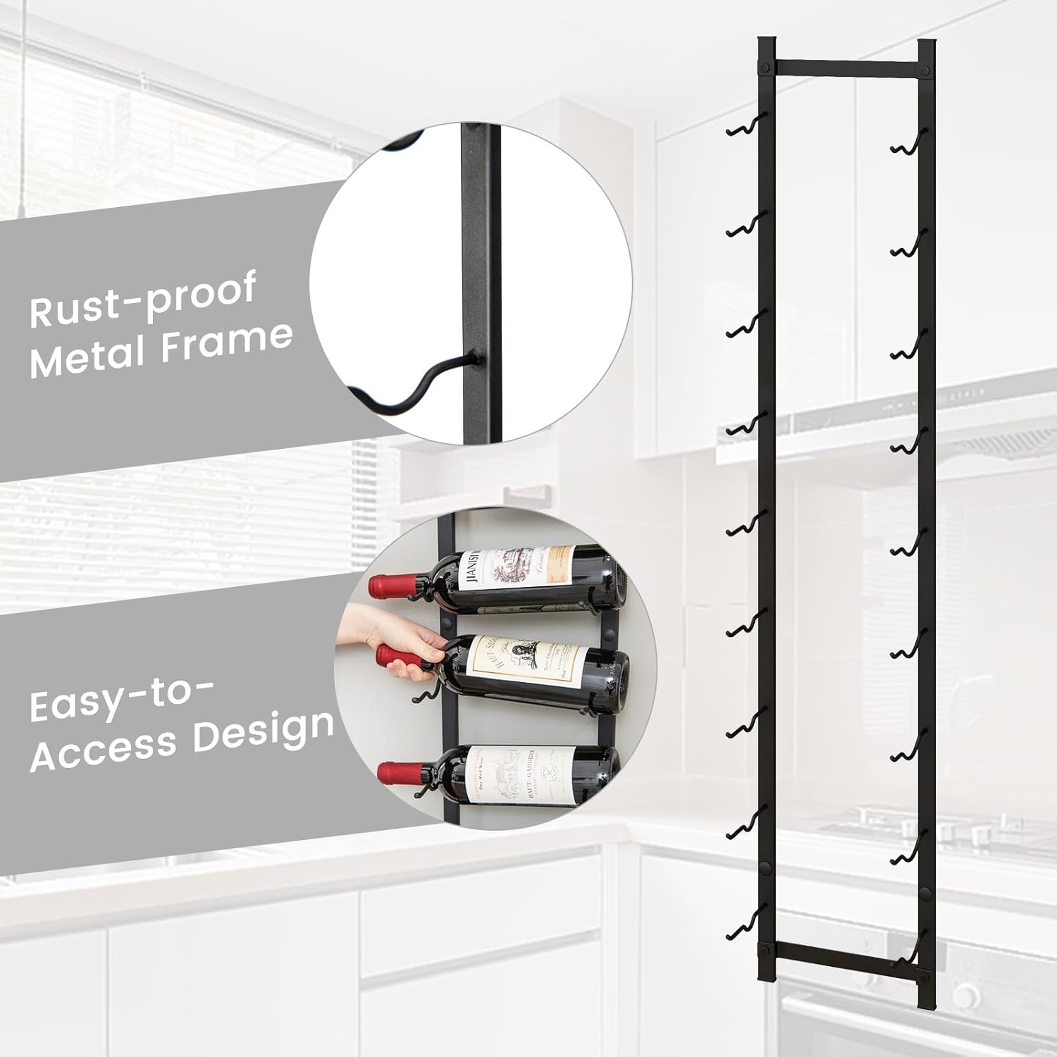 GOFLAME Wall Mounted Wine Rack for 9 Bottles