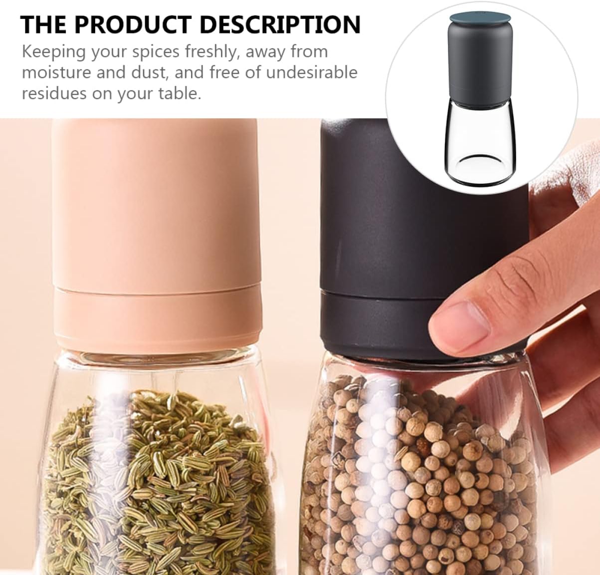 Alipis 304 Stainless Steel Glass Pepper Salt Shaker Set