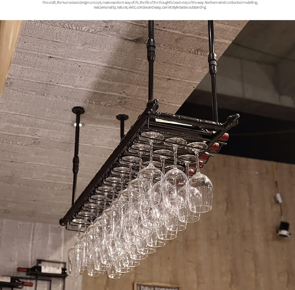 ZJDYDY Wall-Mounted Wine Rack Black Metal 60x30cm