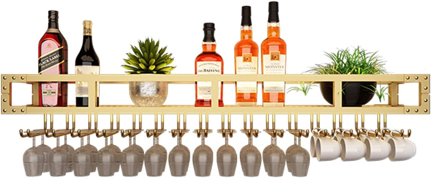 Wall-Mounted Wine Rack - Wrought Iron Goblet Holder with Large Capacity