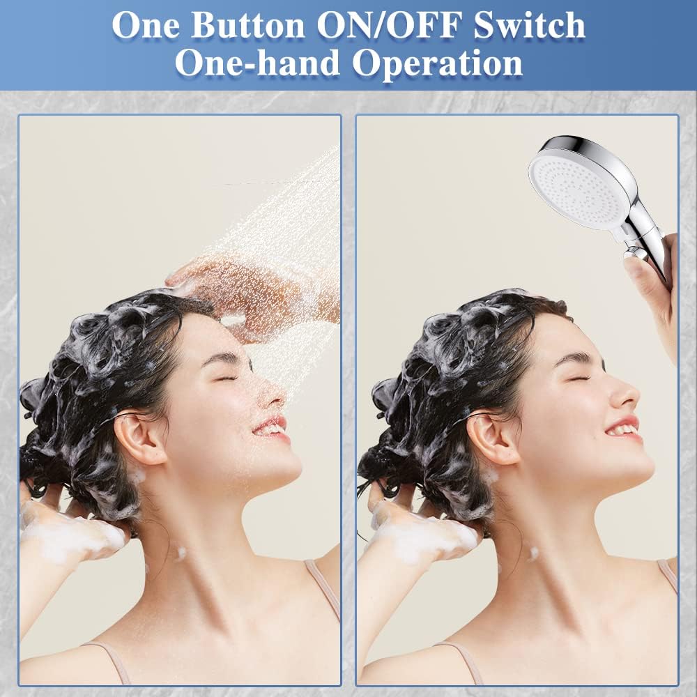 DOILIESE Handheld Shower Head with 3 Modes High Pressure Chrome Finish 60in Hose