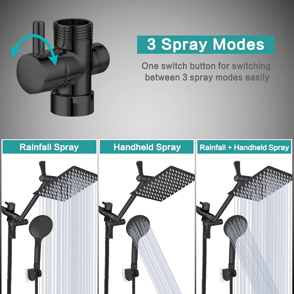 Tudoccy Handheld Shower Head Combo with 11 Arm and 9 Spray Settings
