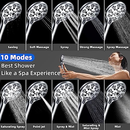 VOXPOA 5 Handheld Shower Head with 10 Spray Settings