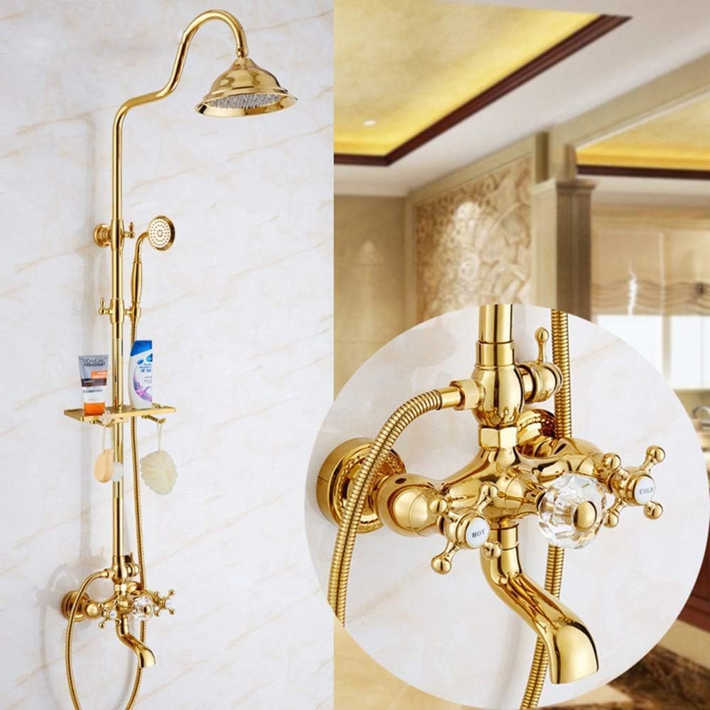 LASEVE Upgraded Copper 7 Way Crystal Ball Shower Head Set
