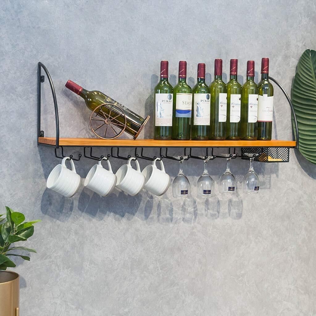 Industrial Style Wall Mounted Wine Rack Organizer