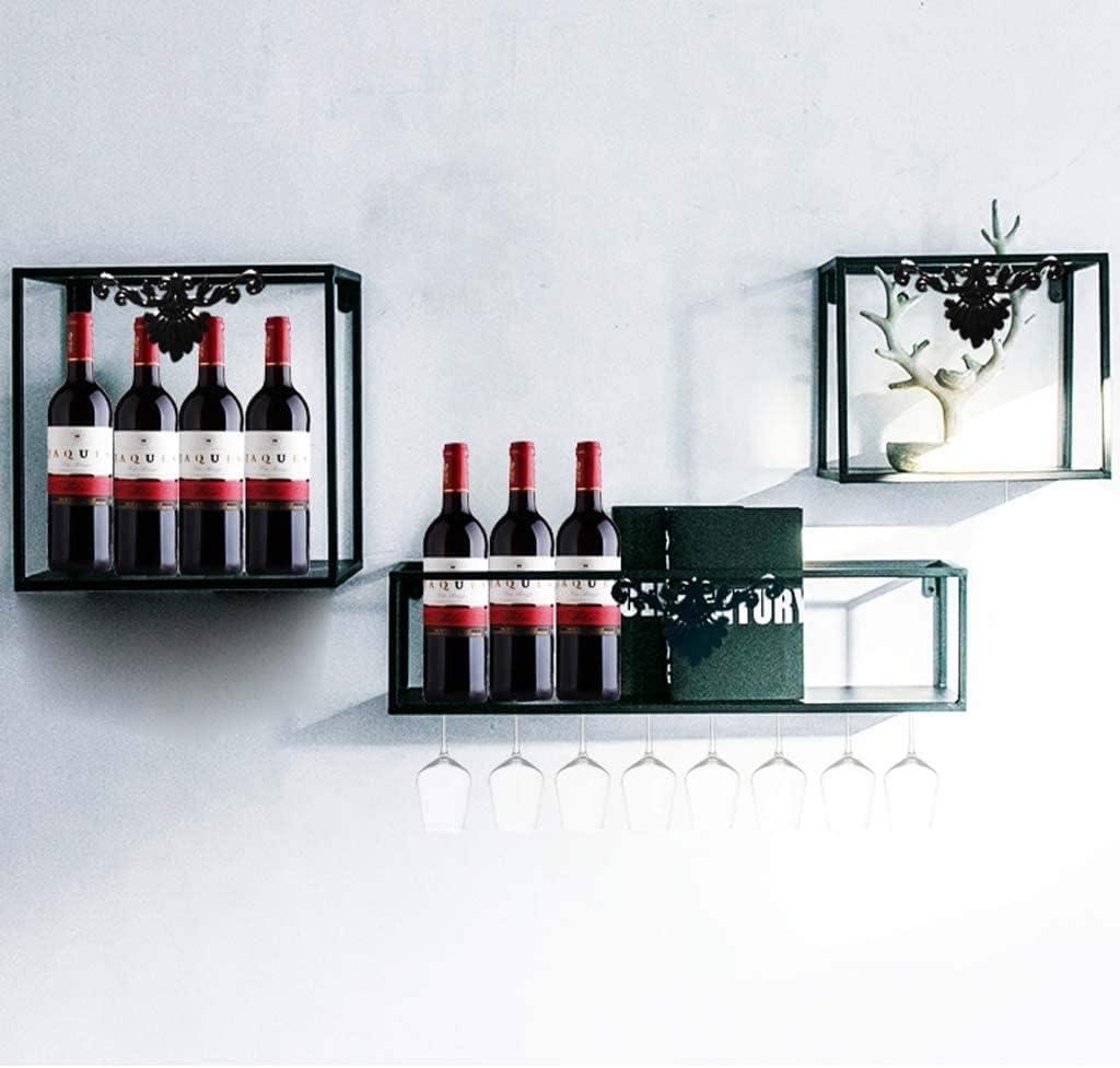 Pimex Wall-Mounted Wine Rack 2 Storeys Iron