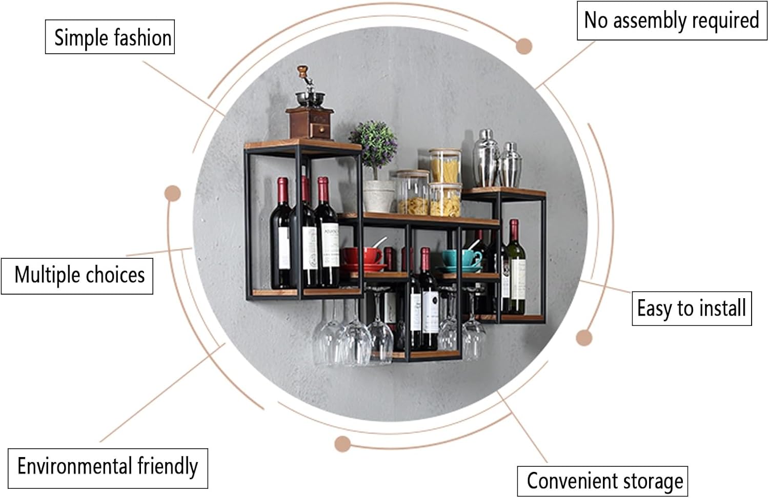 ERICAT Wall Mounted Wine Racks Black