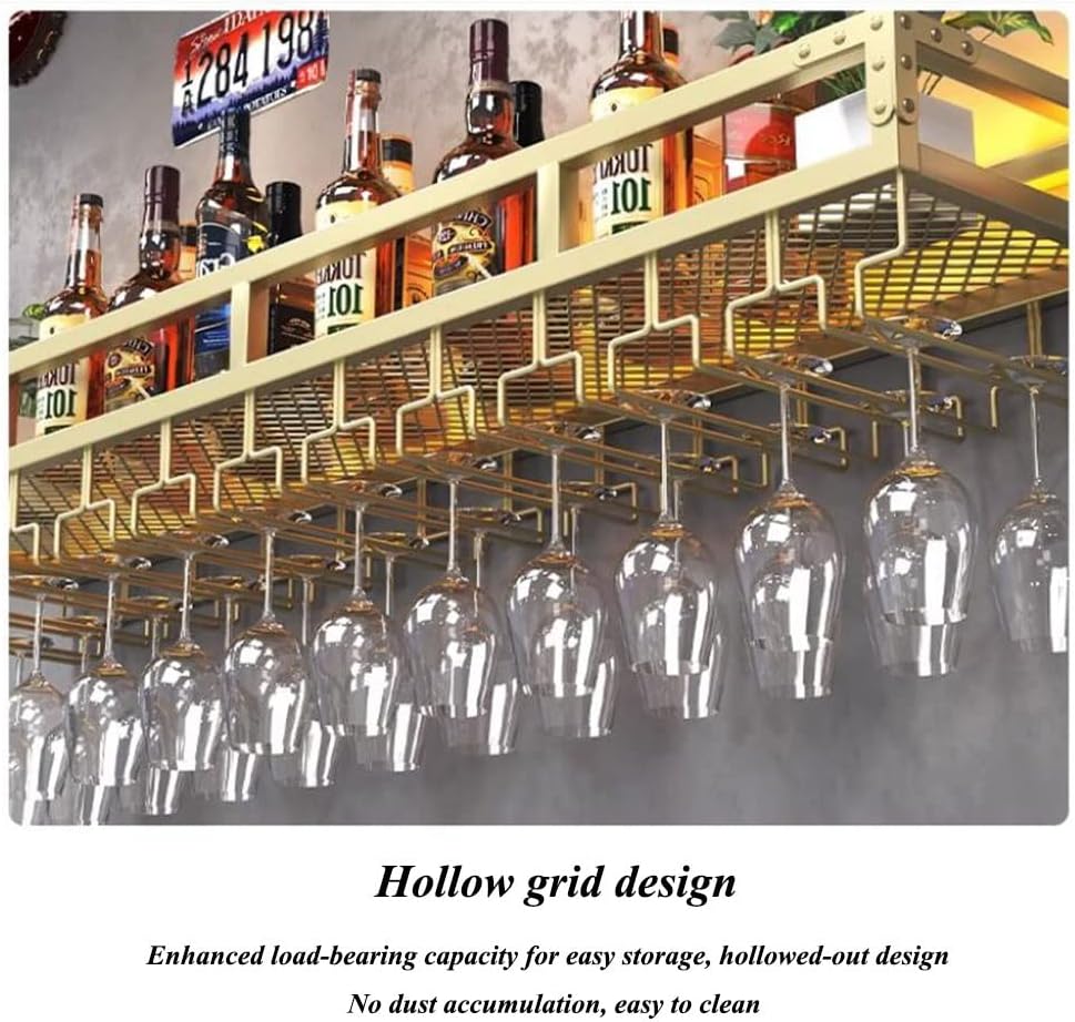 MaGiLL Floating Bar Shelves with LED Light Glass Holder