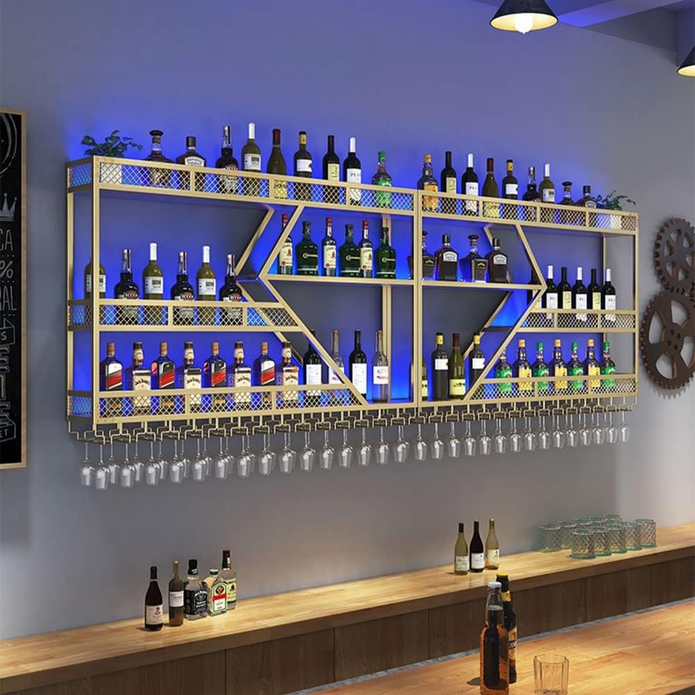 LED Wall Mounted Wine Rack with Glass Holders